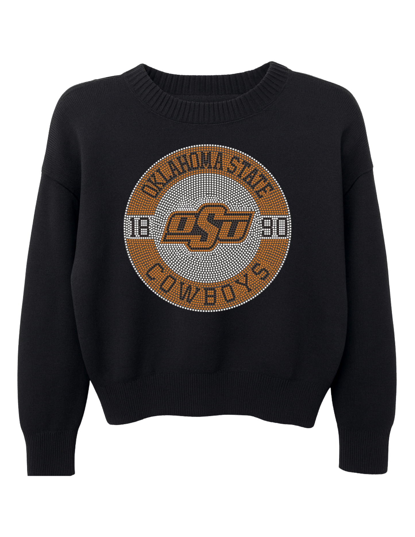 Licensed Game Day Sweater, Crewneck Black, Oklahoma State Est 1890