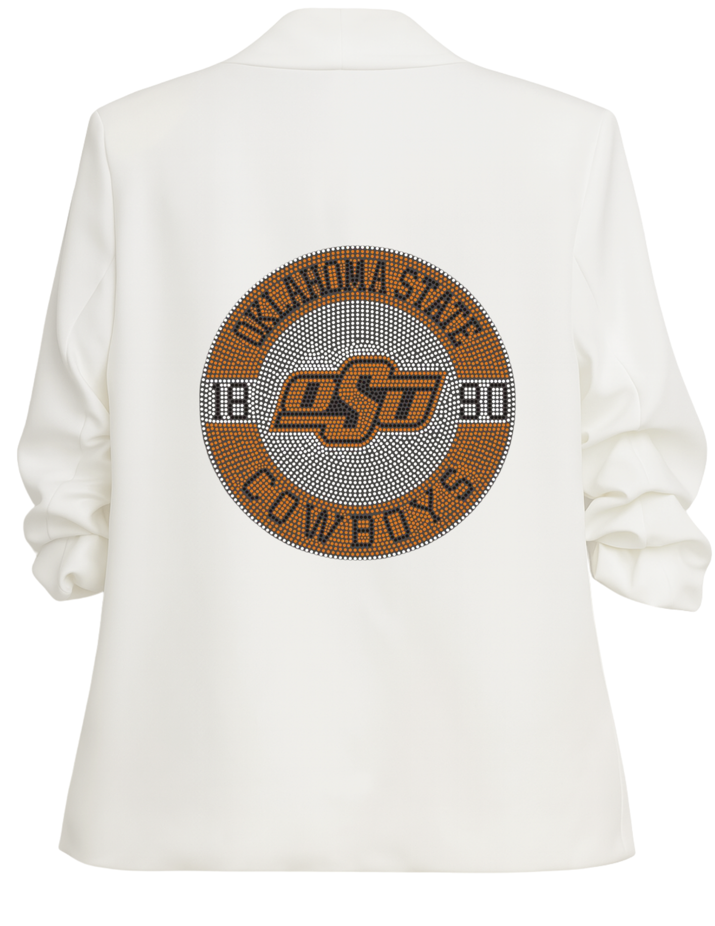 Licensed Game Day Blazer, White Ruched, Oklahoma State Est 1890
