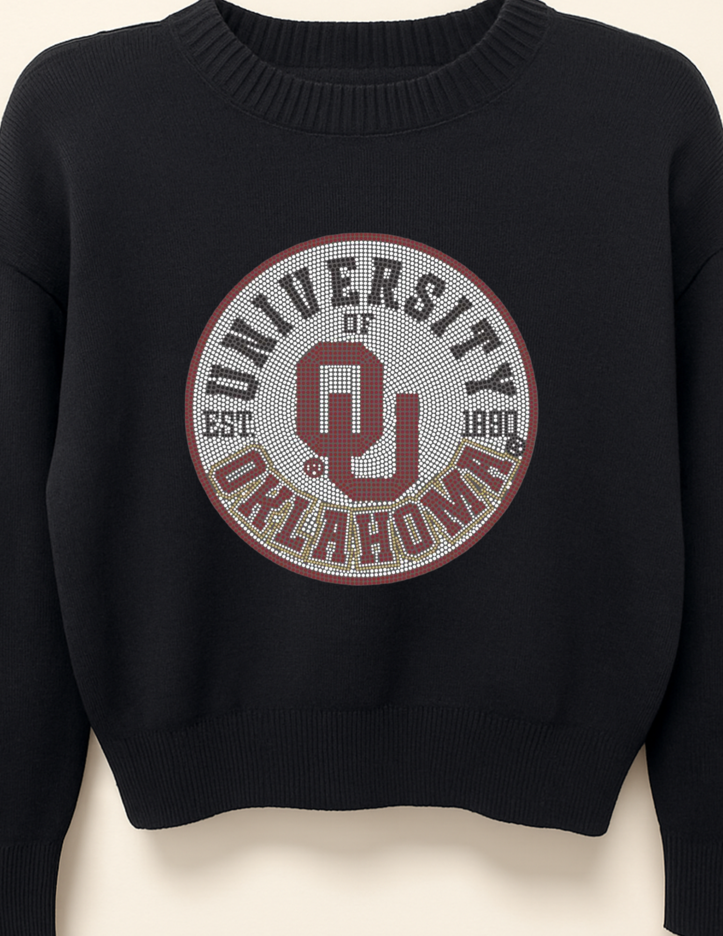 Licensed Game Day Sweater, Black, Univ of Oklahoma EST Circle