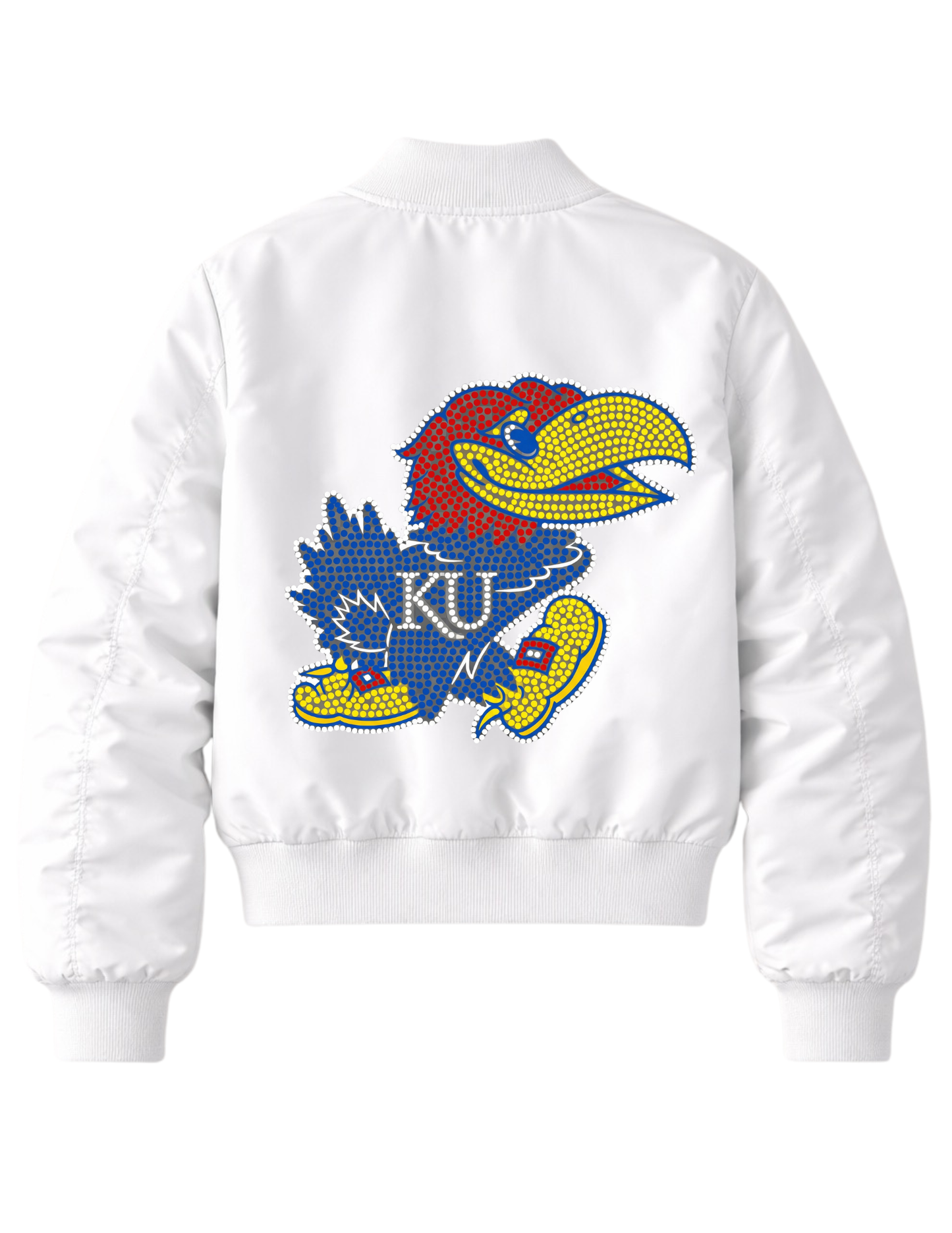 University of Kansas Jayhawk White Bomber Jacket