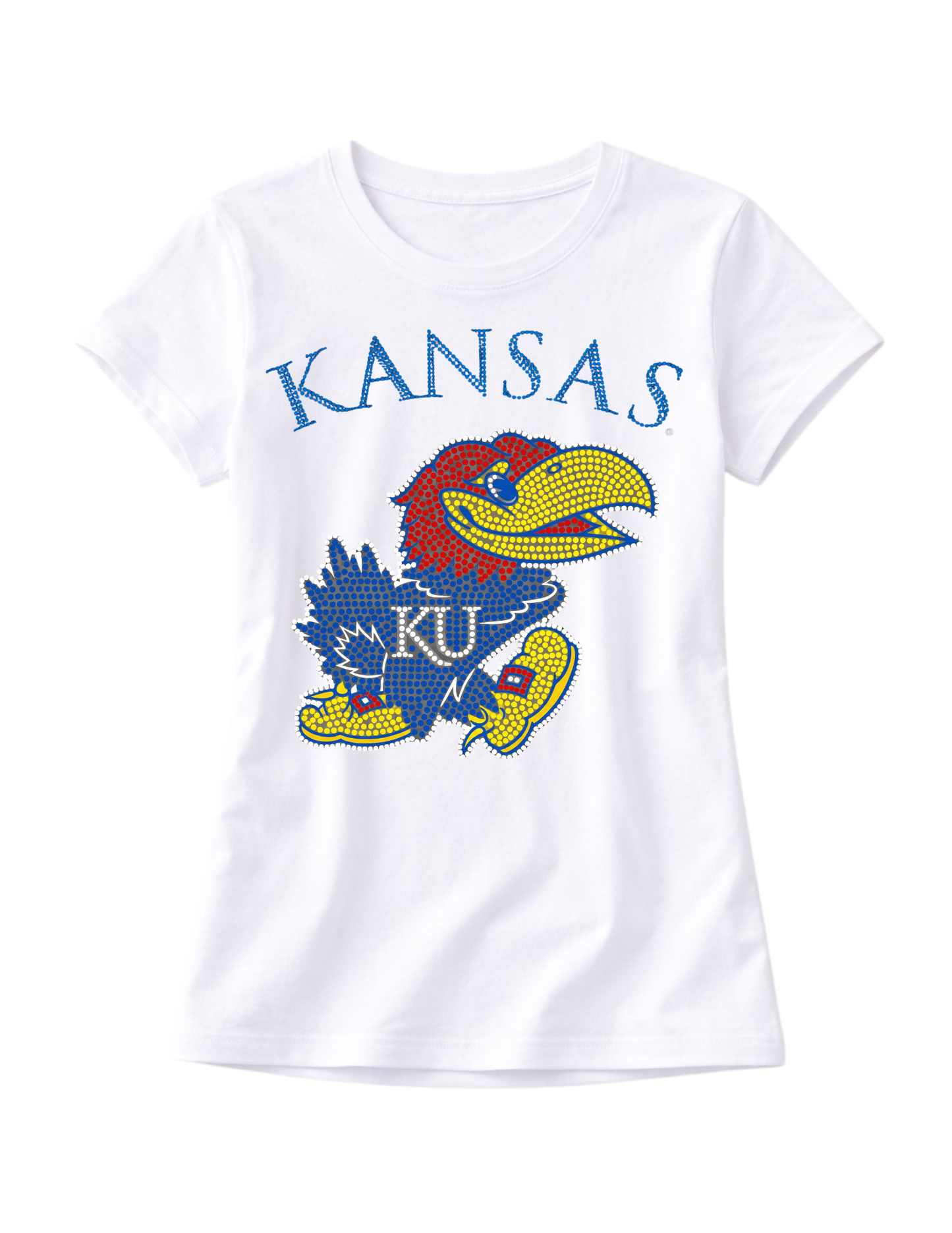 University of Kansas Jayhawks Kansas White Crewneck T-Shirt