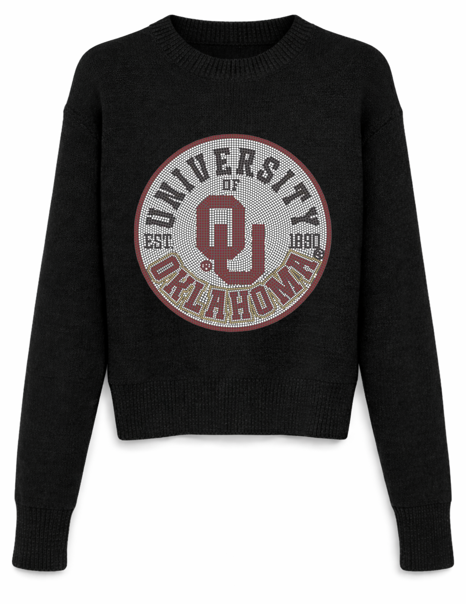 University of Oklahoma EST. 1890 Circle Black Crewneck Sweater