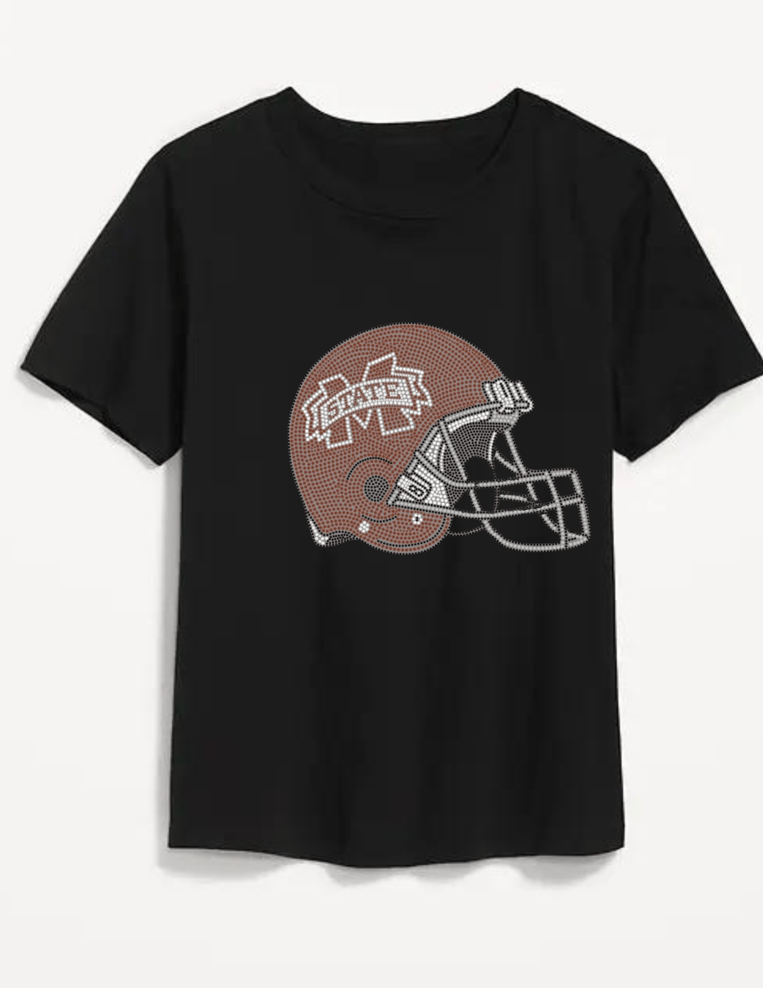 Mississippi State Helmet Black Crewneck Short Sleeve T-Shirt