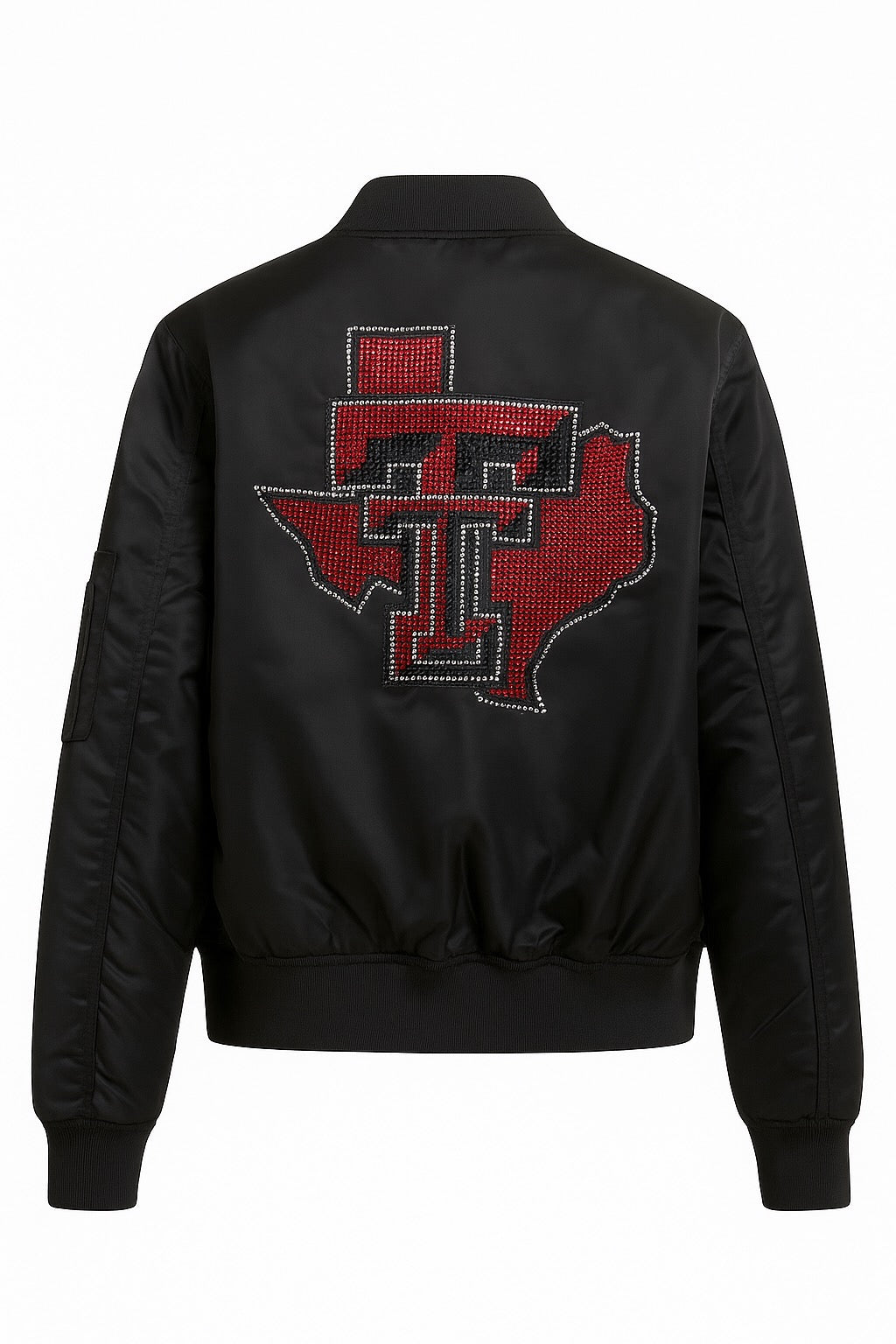 Texas Tech Double T Map w/ Wreck Em on arm Black Bomber