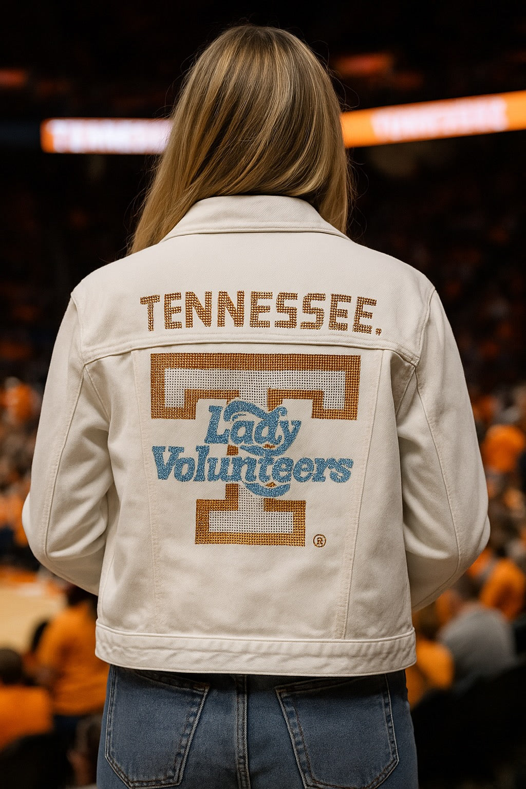 Licensed Game Day Jacket, White Denim, Tennessee Lady Vols T