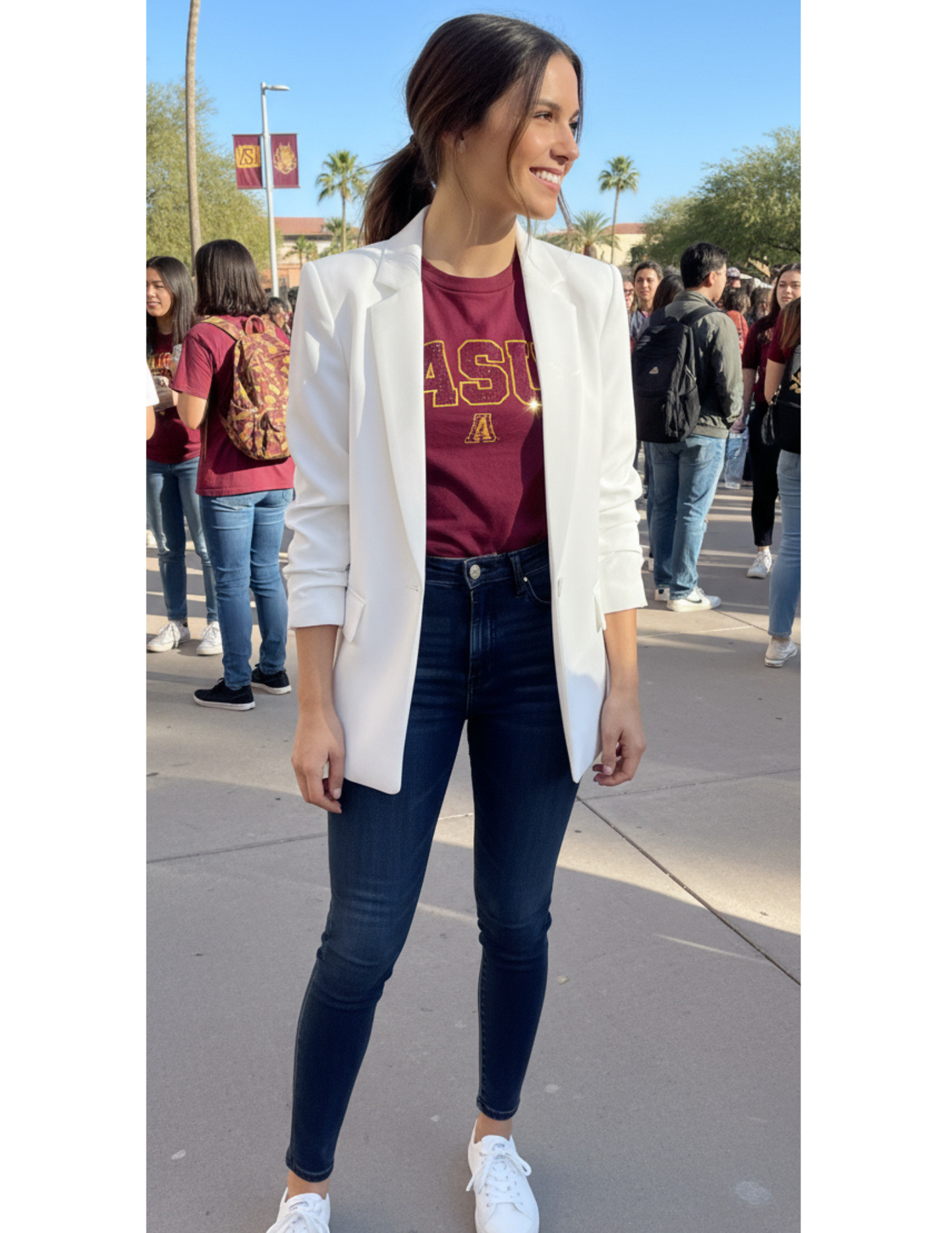 Licensed Game Day Blazer, White Ruched, Arizona State Sun Devil