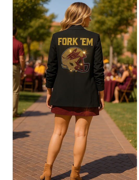 Licensed Game Day Blazer, Black Ruched, Arizona State Fork 'Em Helmet