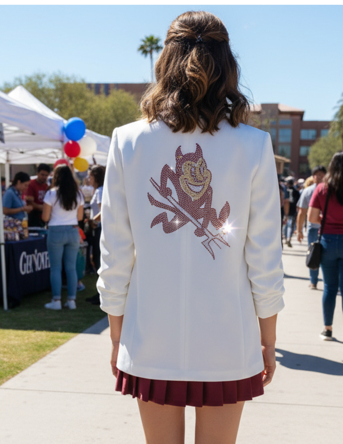 Licensed Game Day Blazer, White Ruched, Arizona State Sun Devil