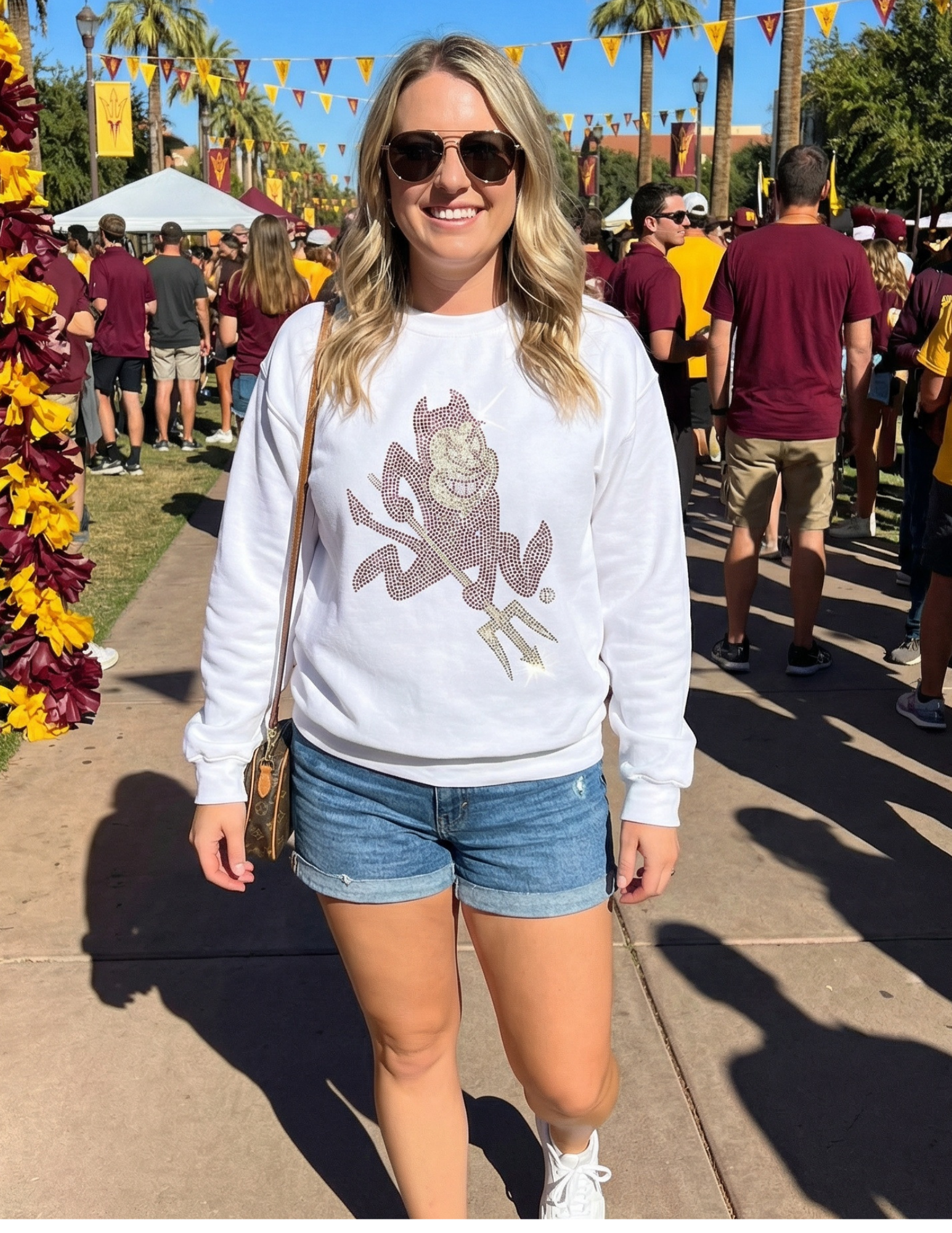 Arizona State Sparky White Crewneck Sweatshirt