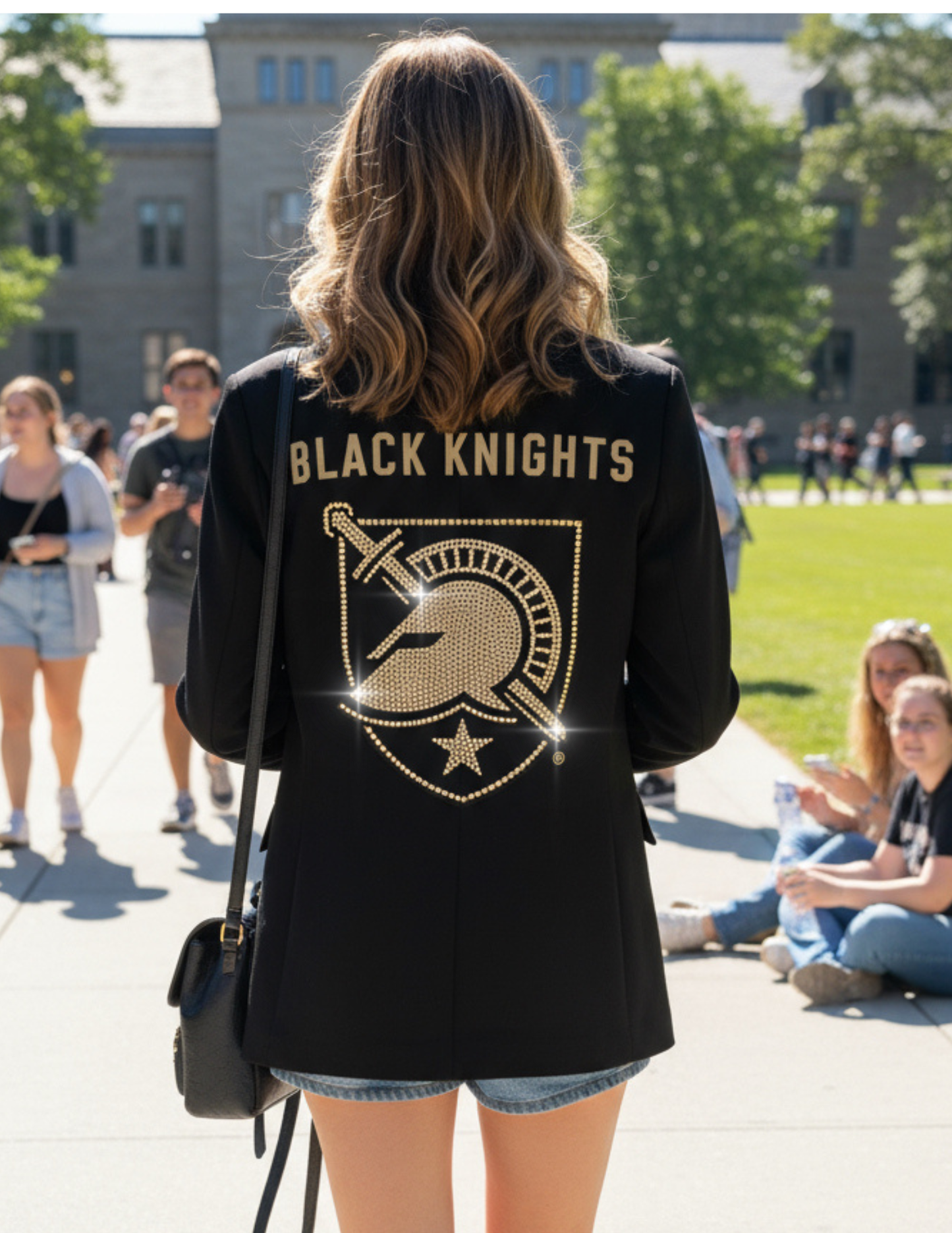 Licensed Game Day Blazer, Black Ruched, Army West Point Black Knights Shield