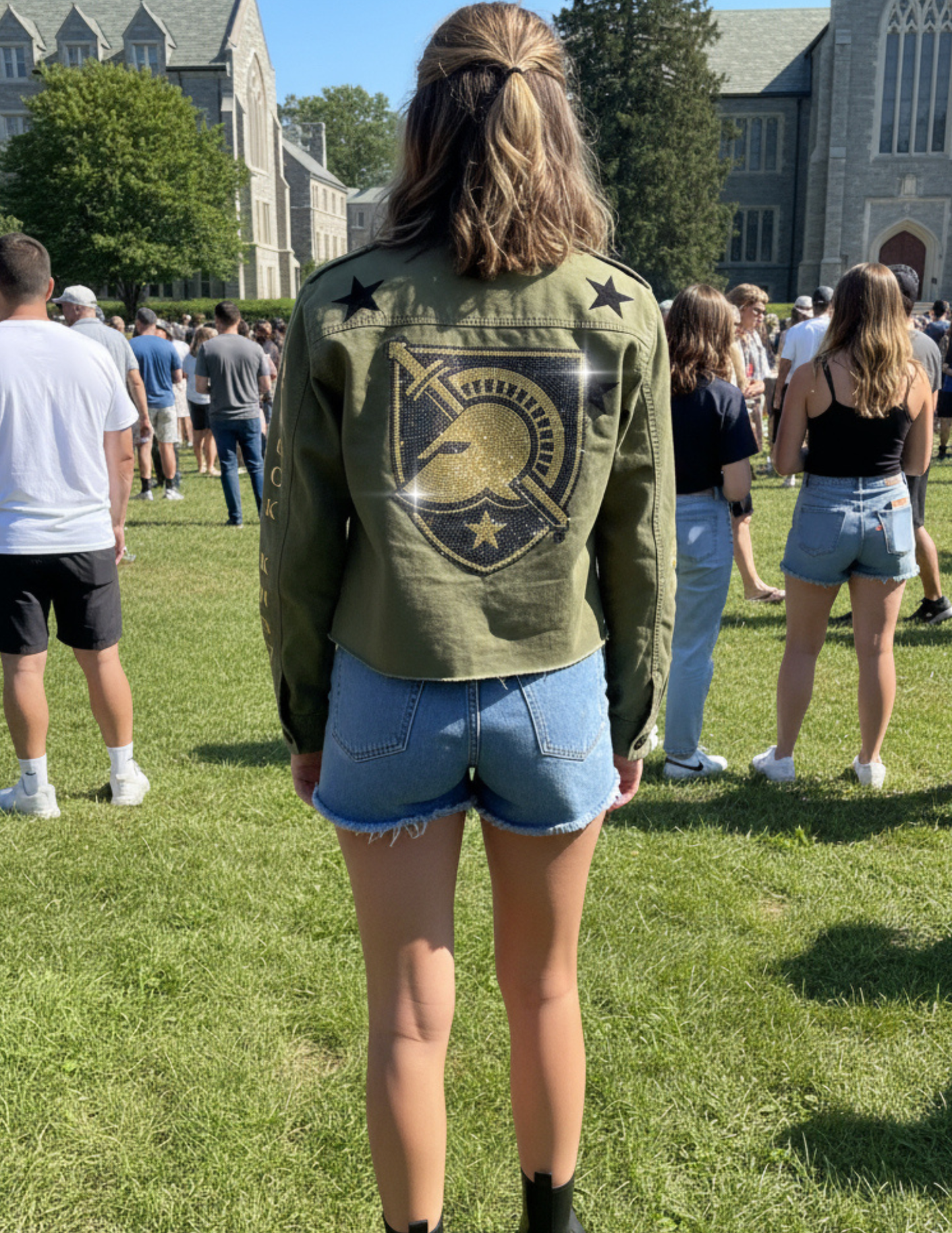 Licensed Game Day Shacket, Cropped Army Green, Army West Point Black Knights Shield