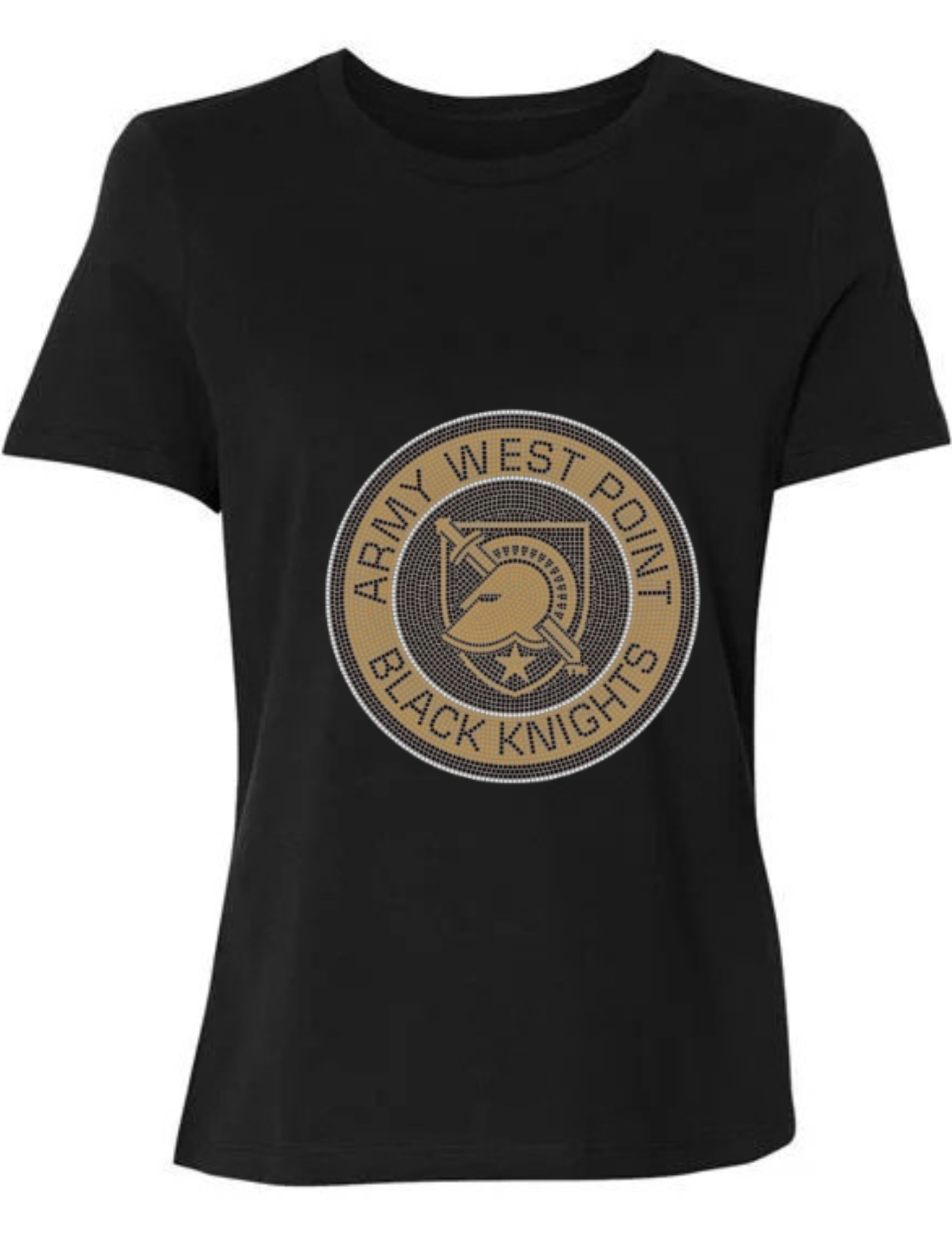 Licensed Game Day T-Shirt, Crewneck Black, Army West Point Circle Athena Shield
