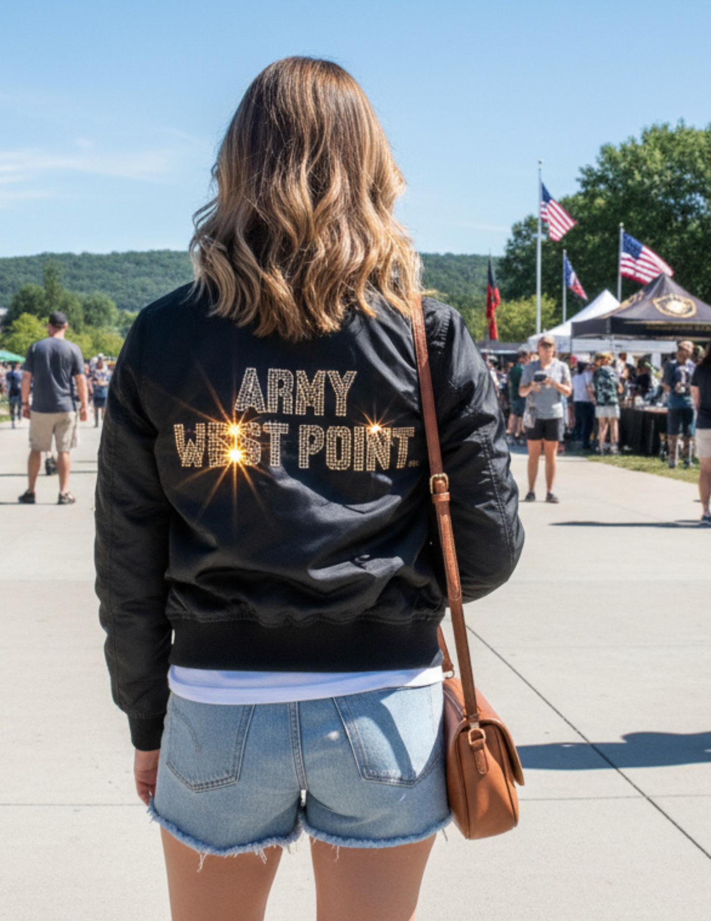 Army West Point Block Letters Black Bomber