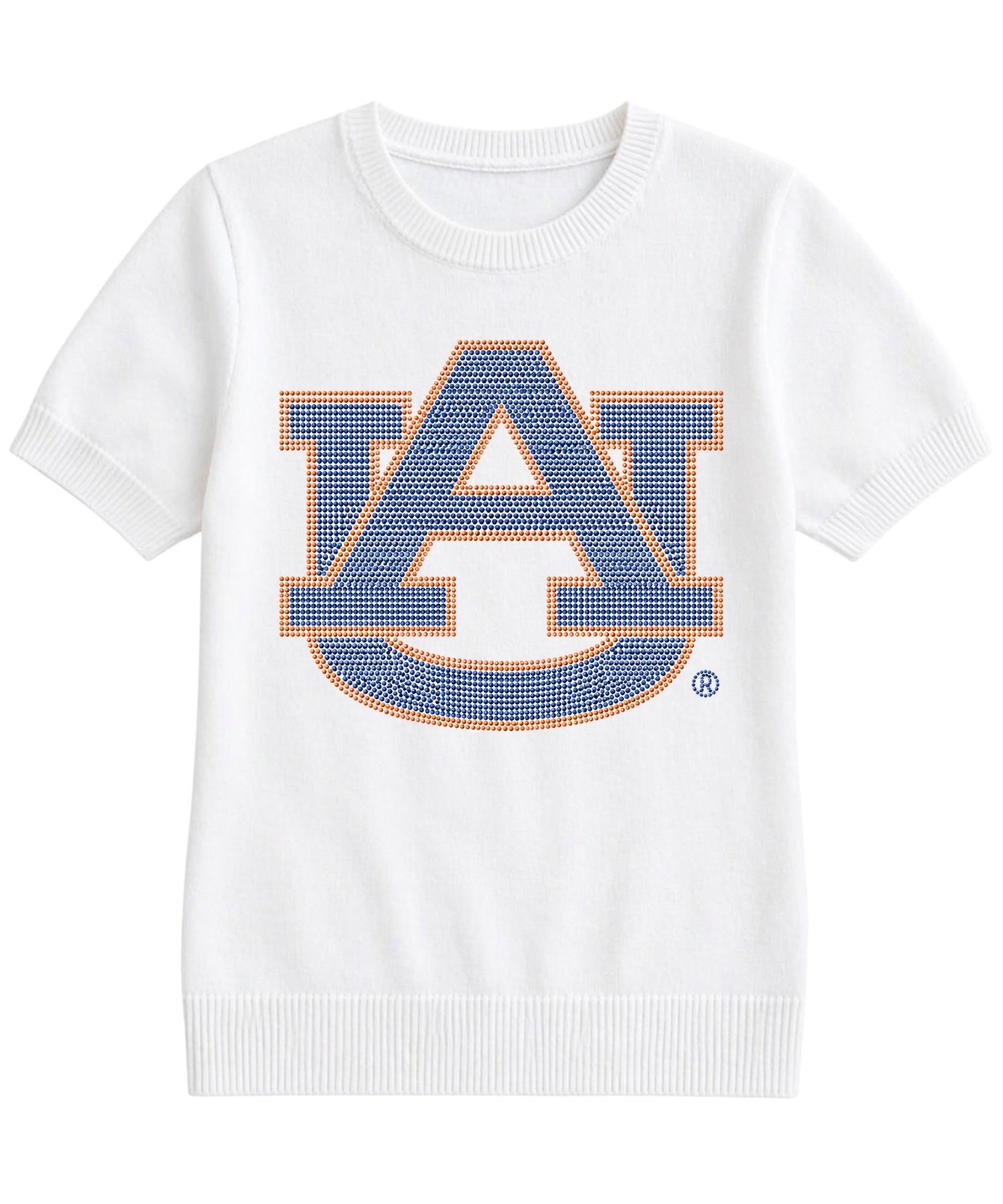 Auburn University Navy AU Ivory Short Sleeve Crewneck Sweater