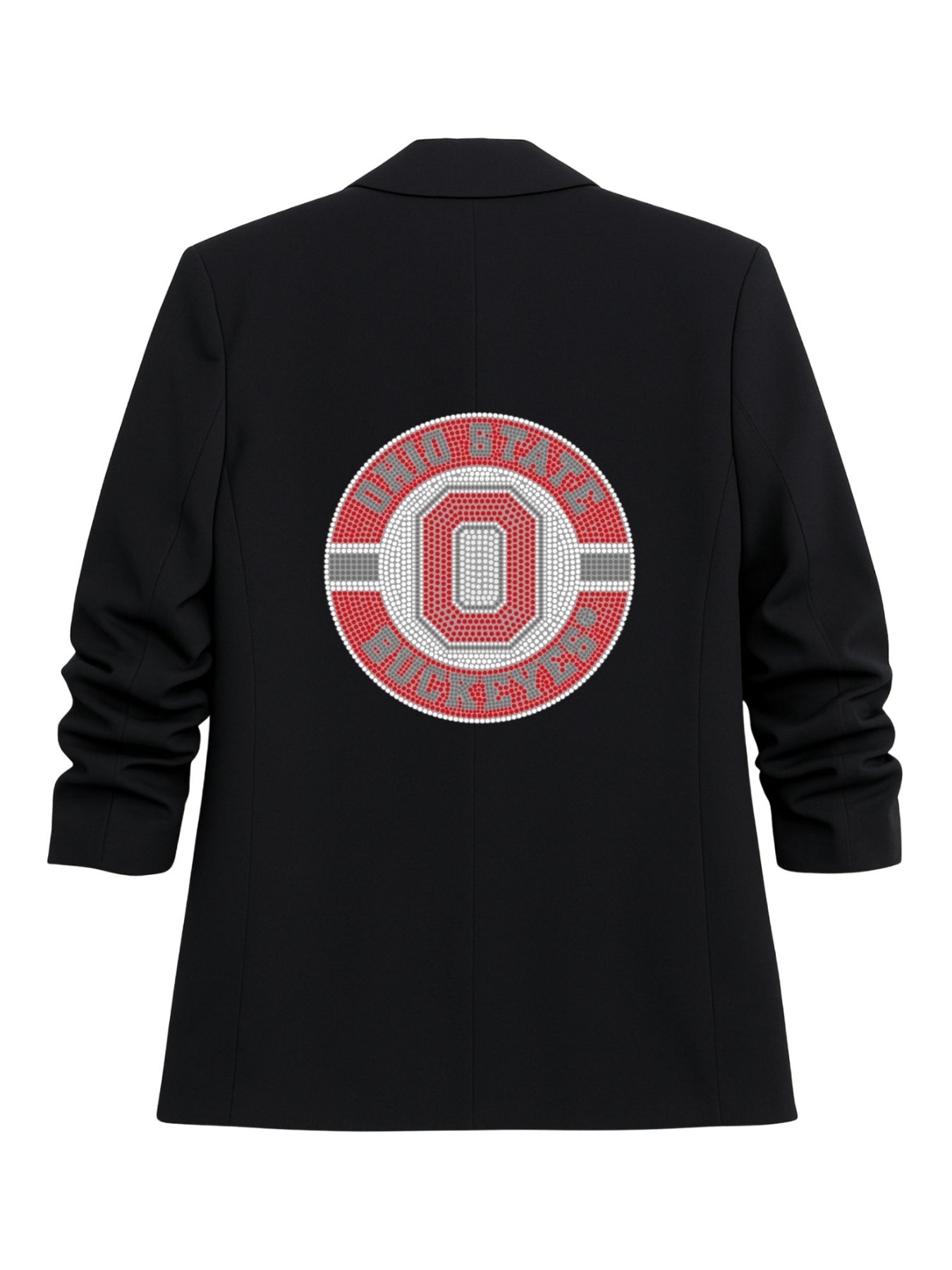Ohio State Circle Decal Black Ruched Sleeve Blazer