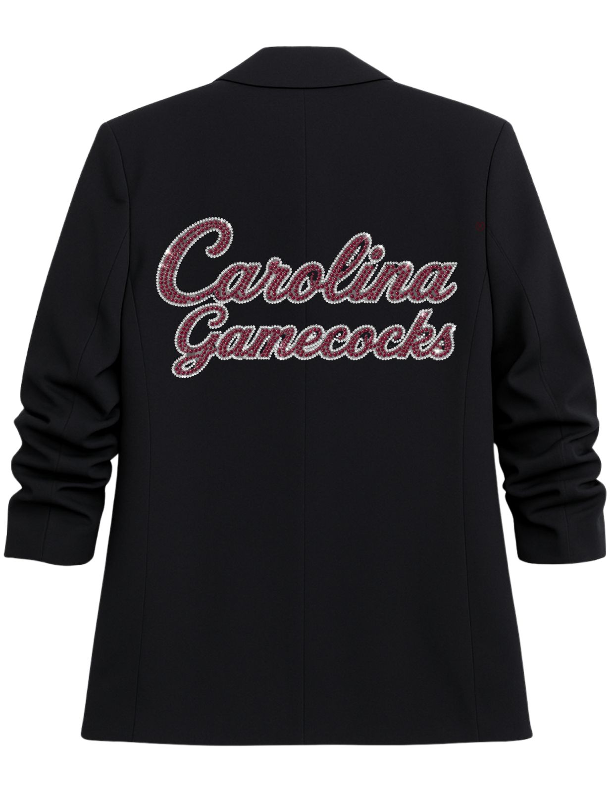 University of South Carolina Carolina Gamecocks Script Black Ruched Sleeve Blazer