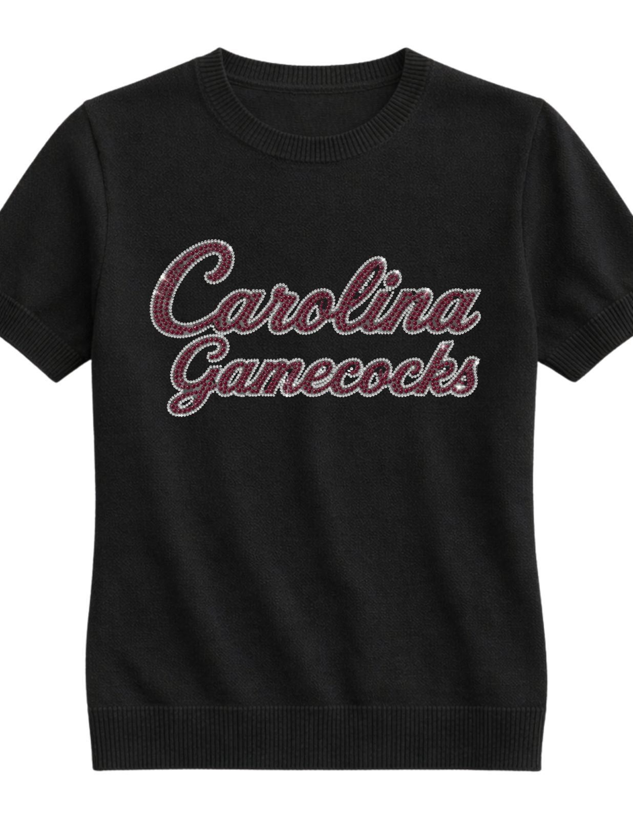 University of South Carolina Carolina Gamecocks Script Black Short Sleeve Sweater
