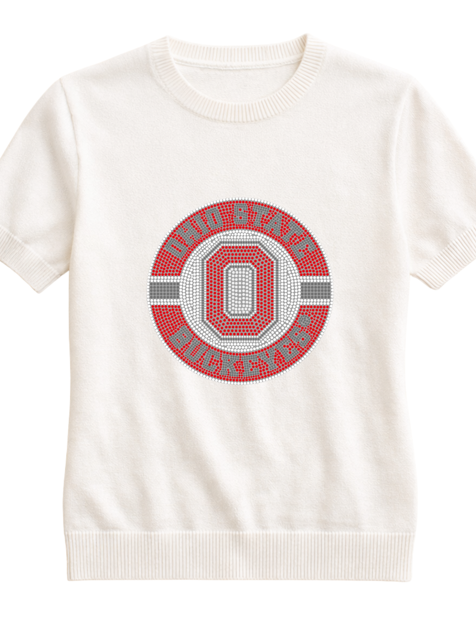 Ohio State Circle Decal Ivory Short Sleeve Sweater