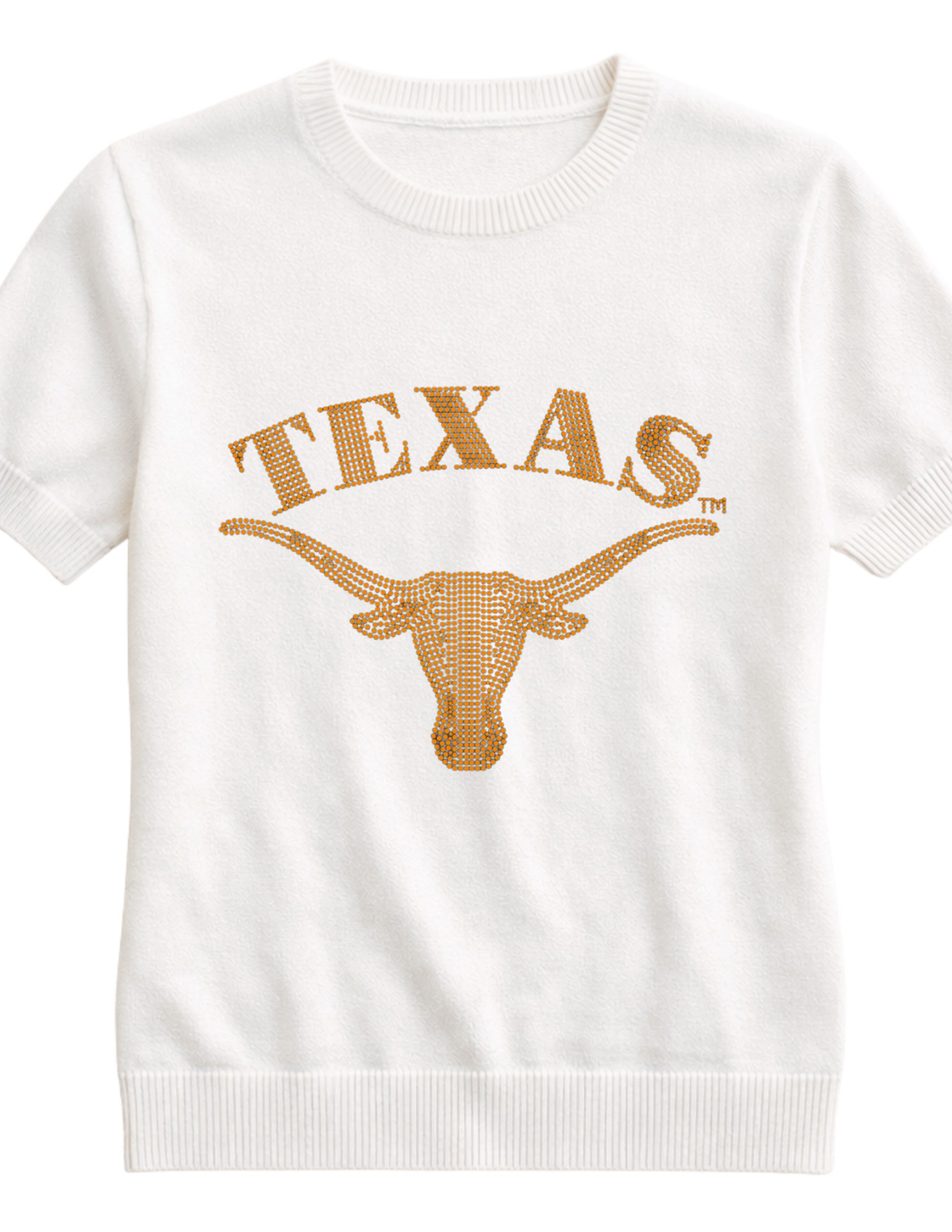 University of Texas-Austin Longhorn Head Ivory Short Sleeve Sweater