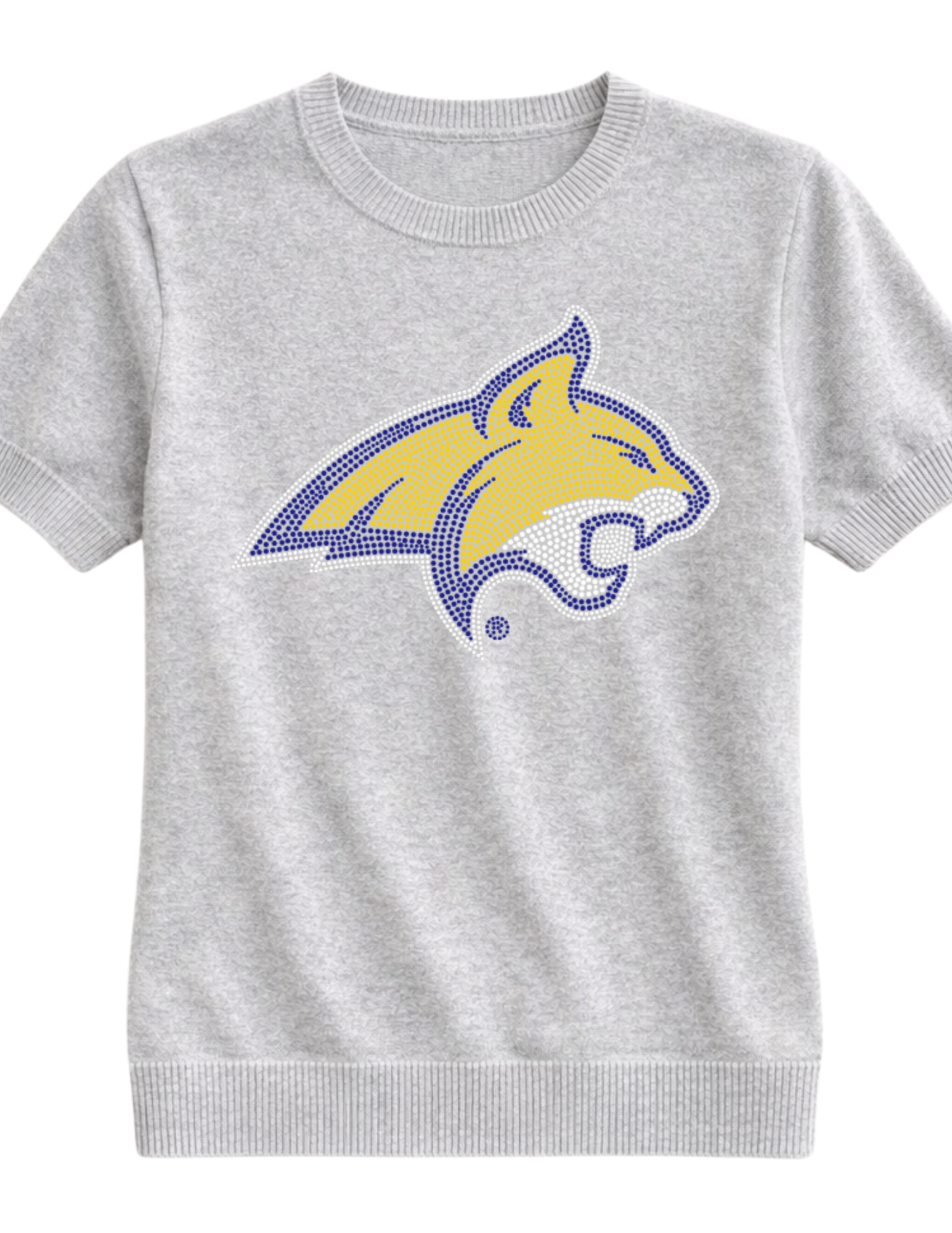 Montana State Bobcat Gray Short Sleeve Crewneck Sweater