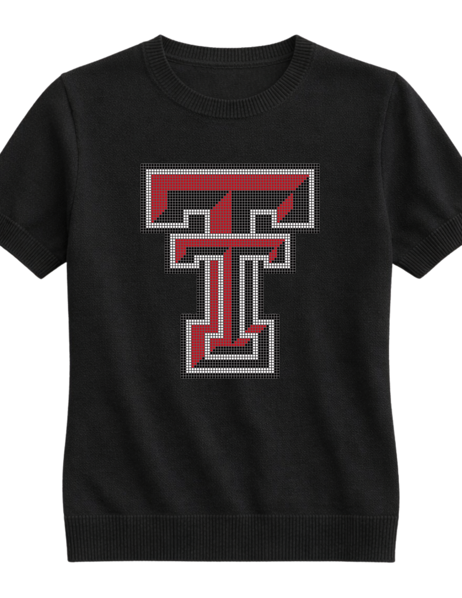 Texas Tech TT Black Short Sleeve Sweater