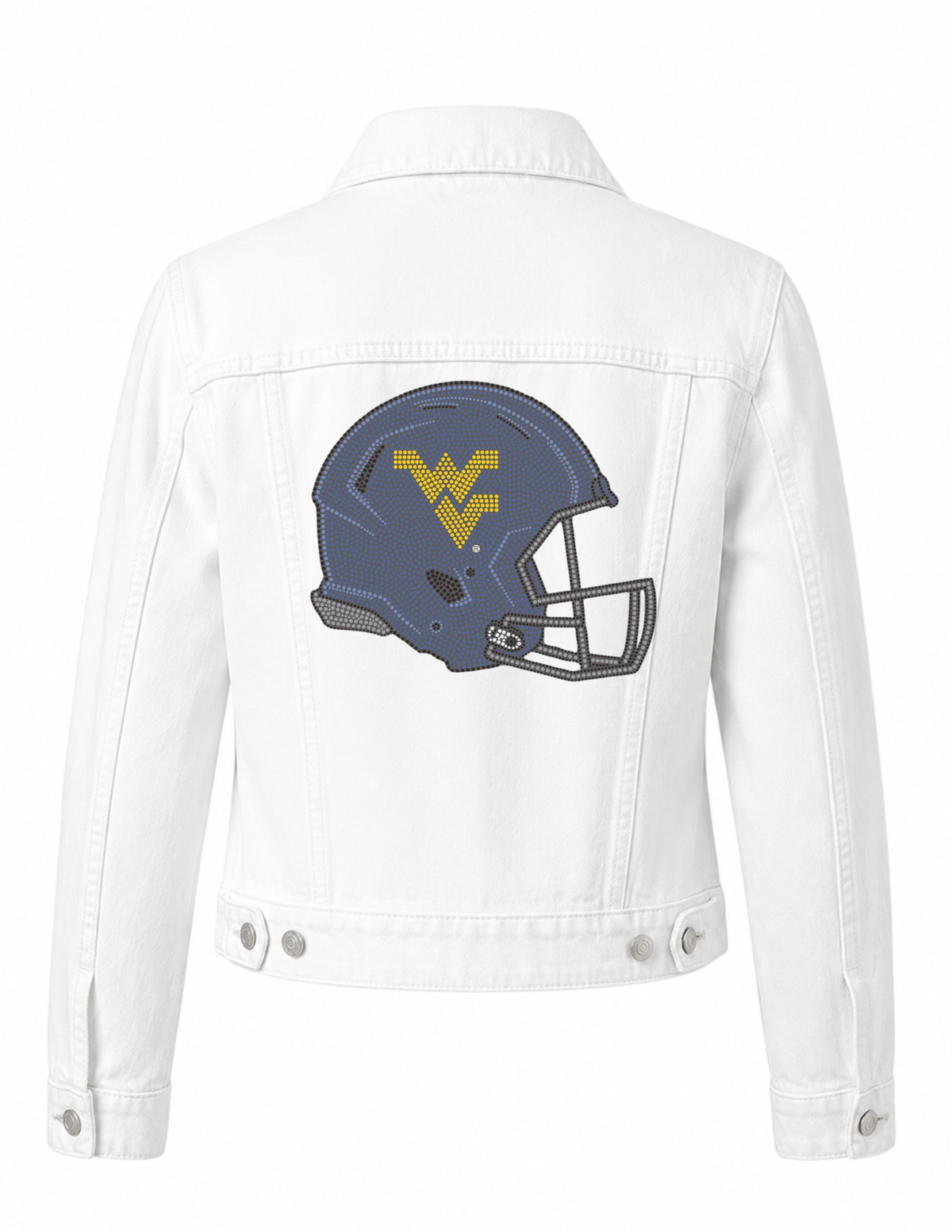 West Virginia Helmet White Denim Jacket