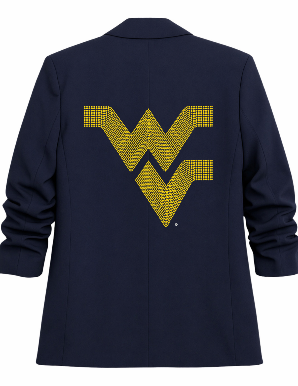 West Virginia Gold WVU Navy Ruched Sleeve Blazer