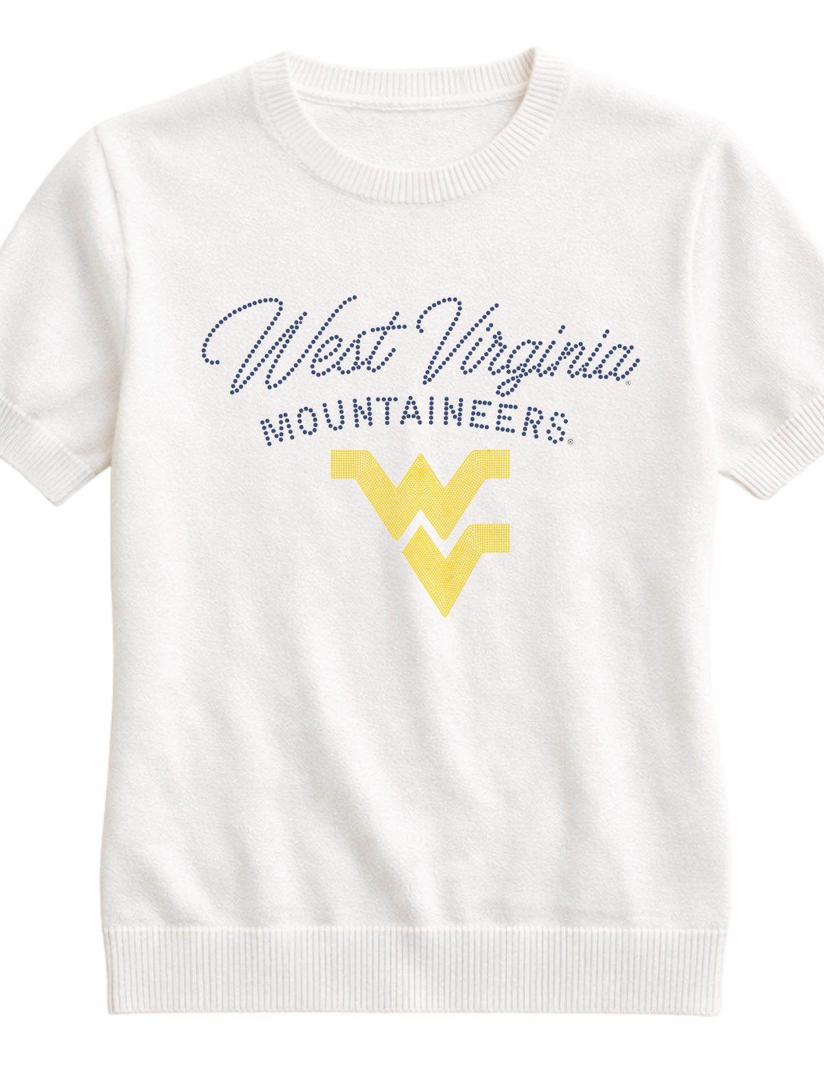 West Virginia Mountaineers WV Ivory Short Sleeve Sweater