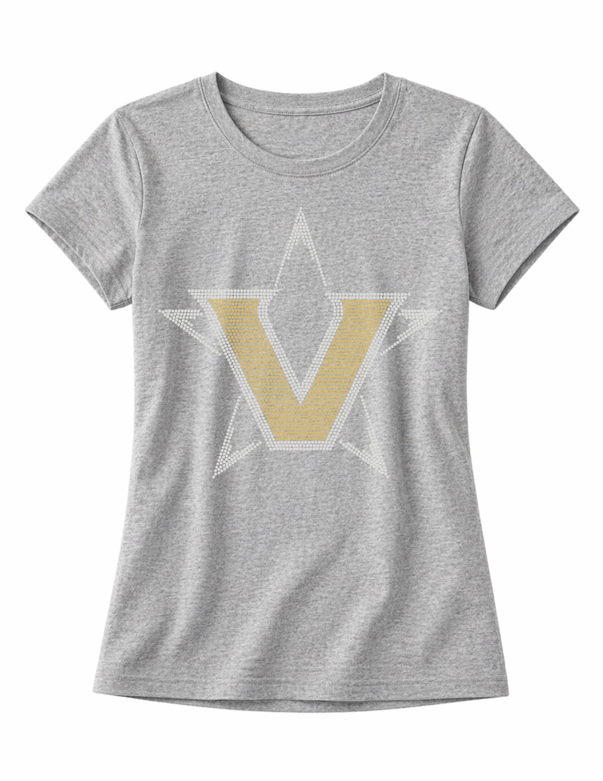 Vanderbilt University Gold & Silver V Gray Crewneck T-Shirt