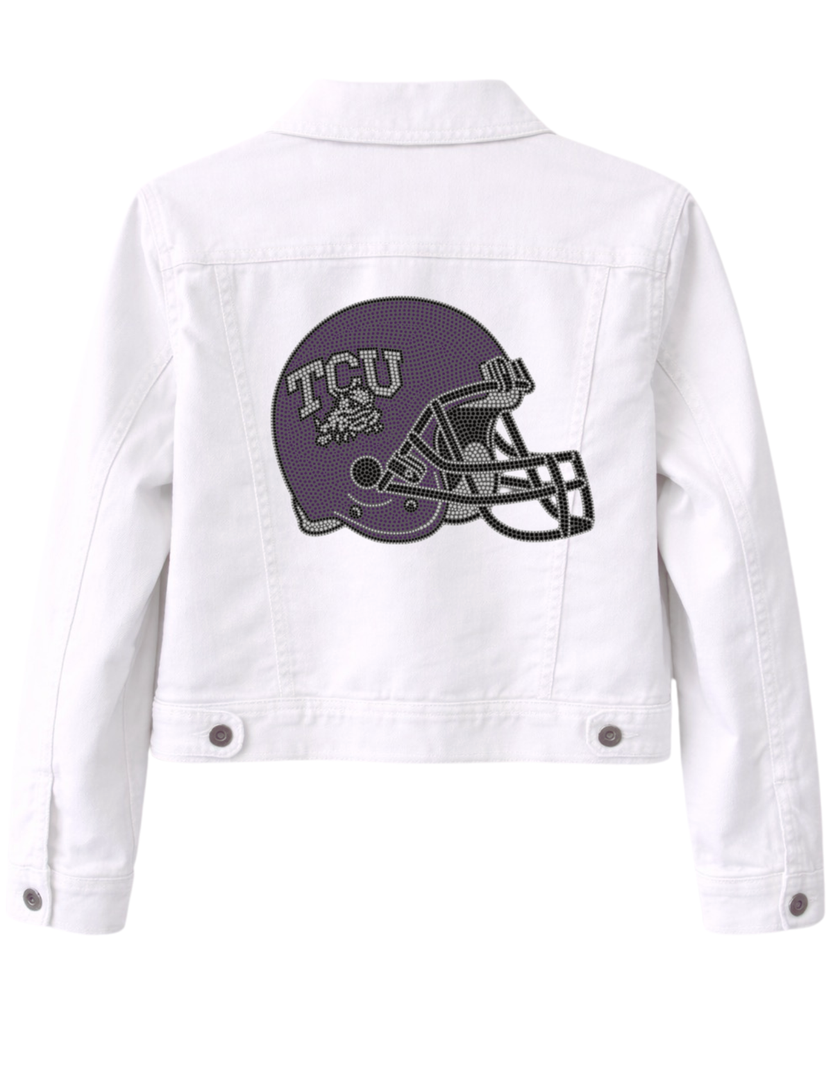 TCU Helmet White Denim Jacket