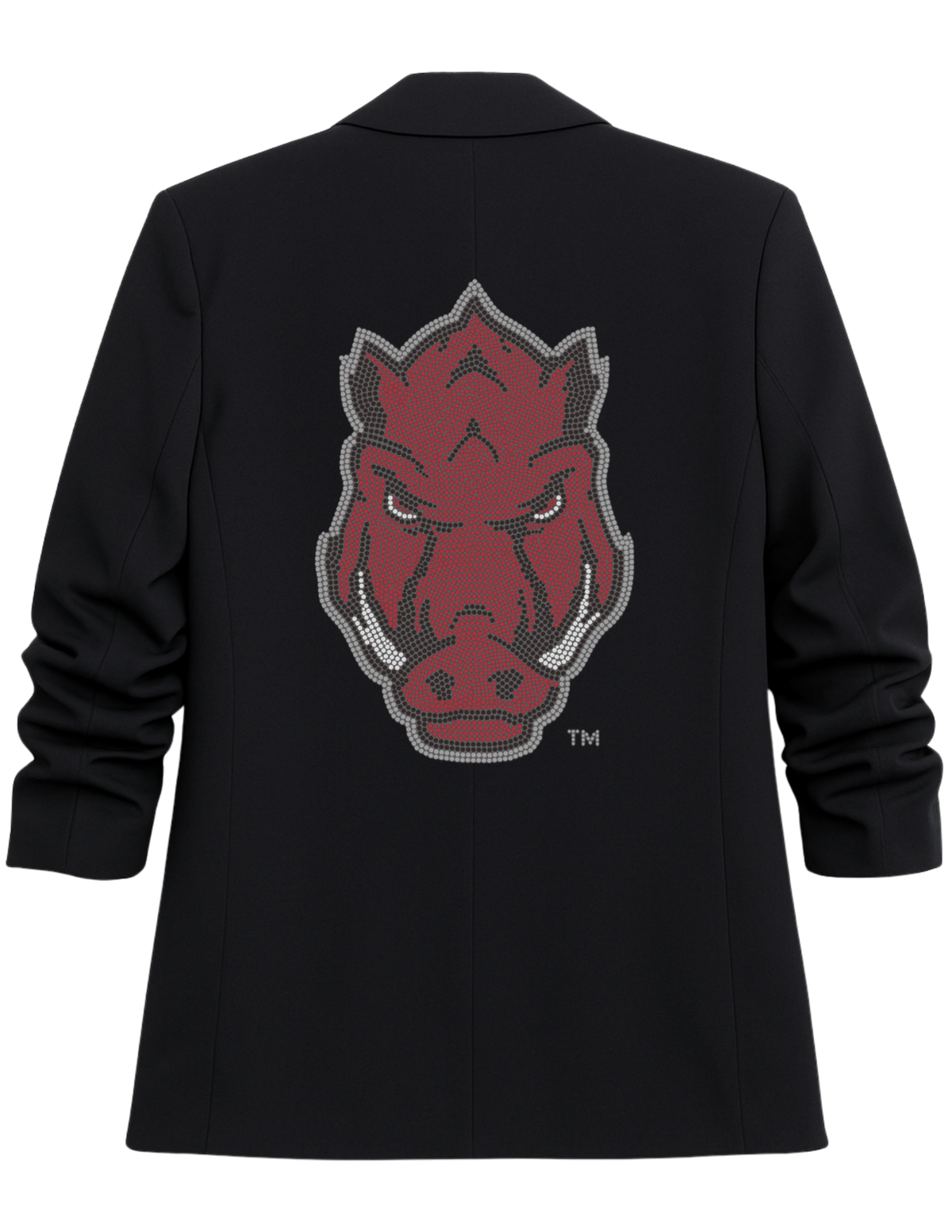 University of Arkansas Razorback Black Ruched Sleeve Blazer