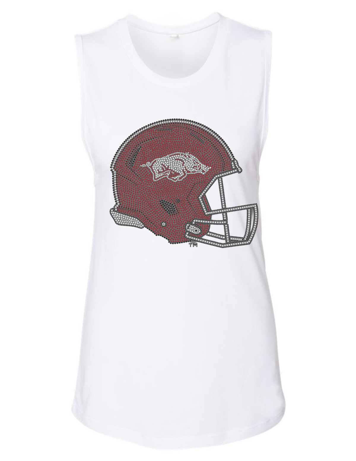 University of Arkansas Razorback Football Helmet White Tank Top