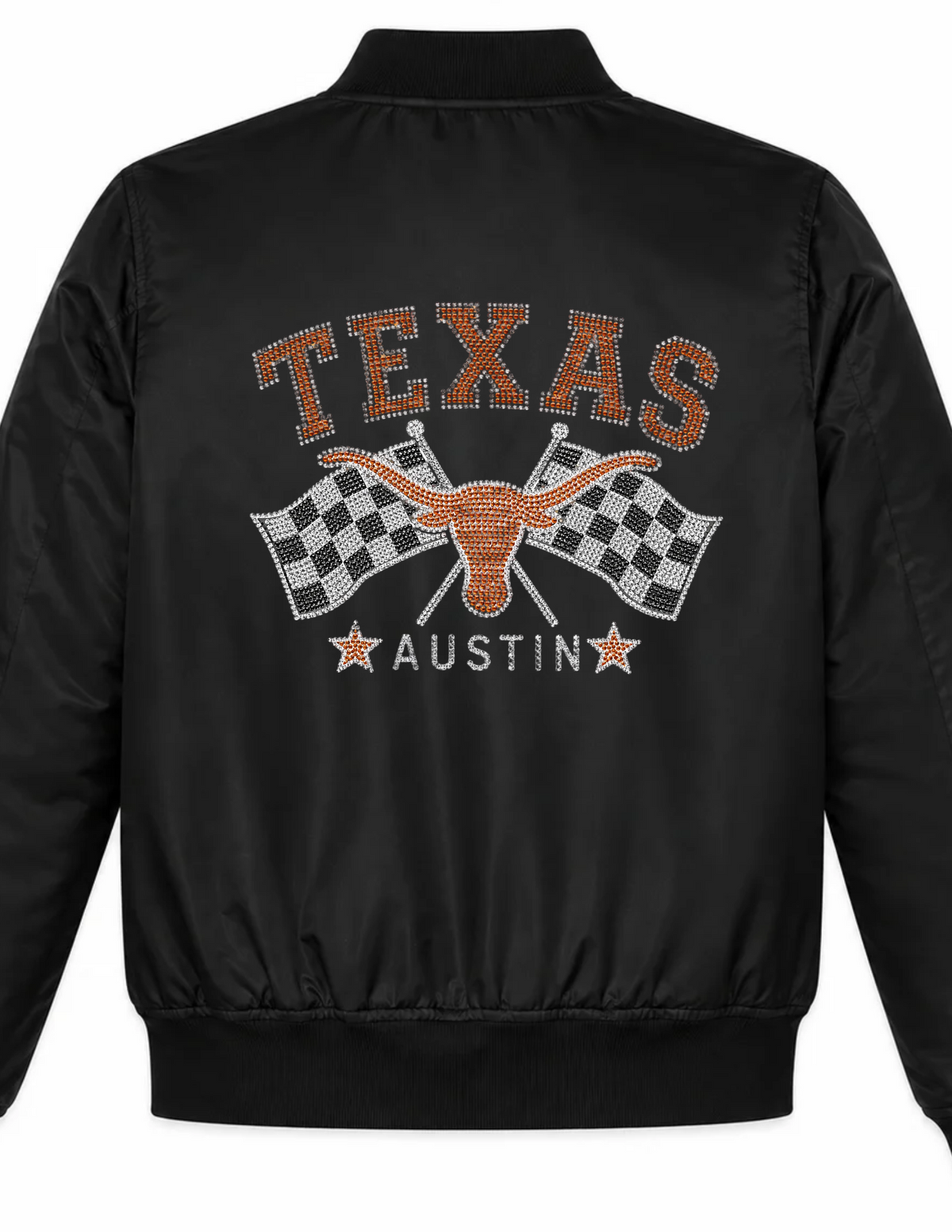 University of Texas-Austin Longhorns Checkered Flag Black Bomber Jacket