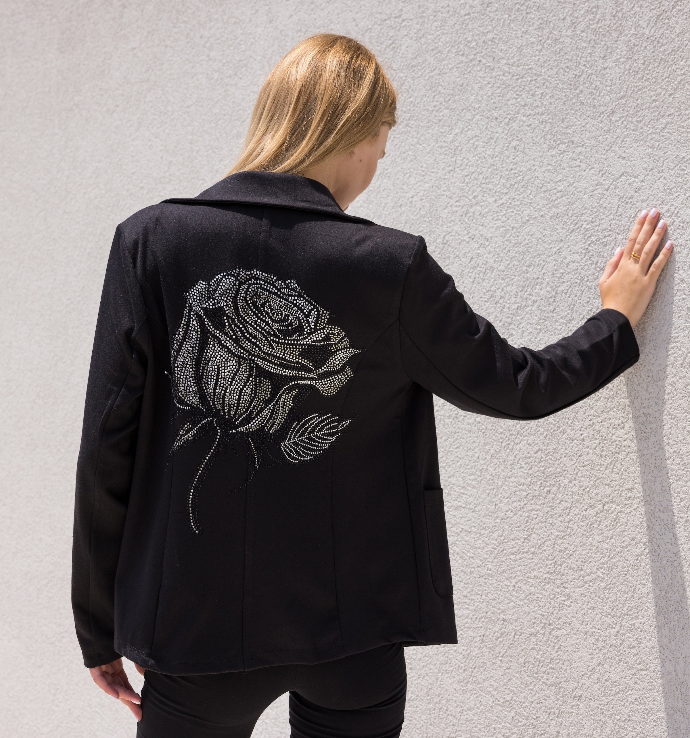 Stretch Patch Pocket Black Gunmetal Rose Blazer