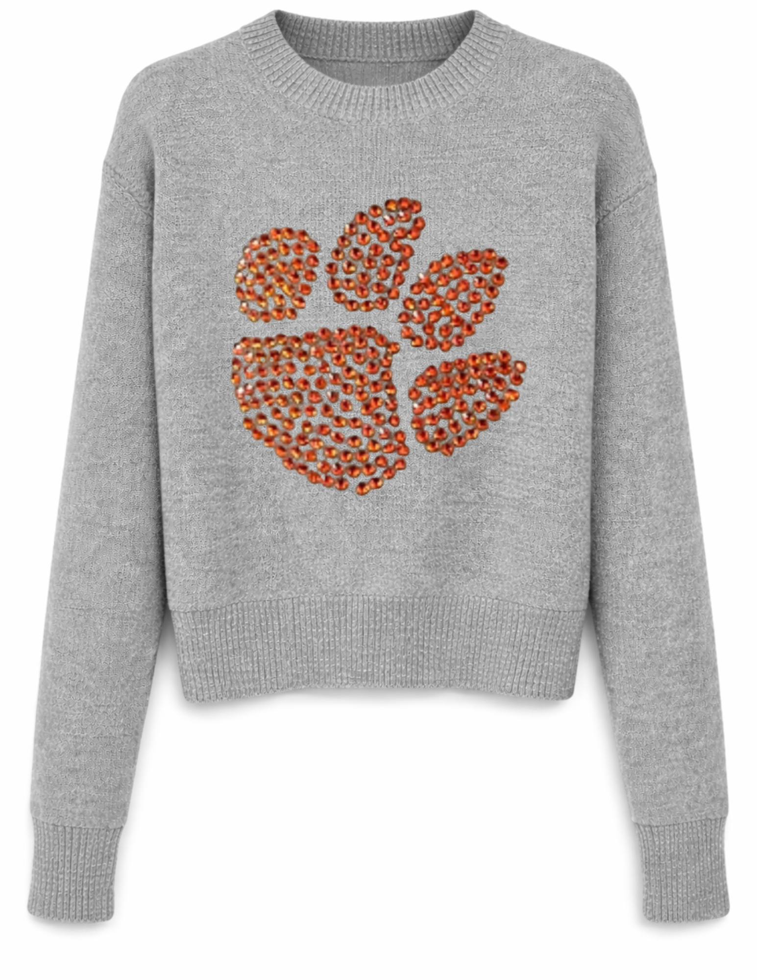 Clemson Orange Paw Gray Crewneck Sweater