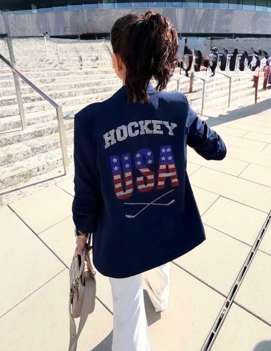 Team USA Hockey Game Day Navy Ruched Blazer