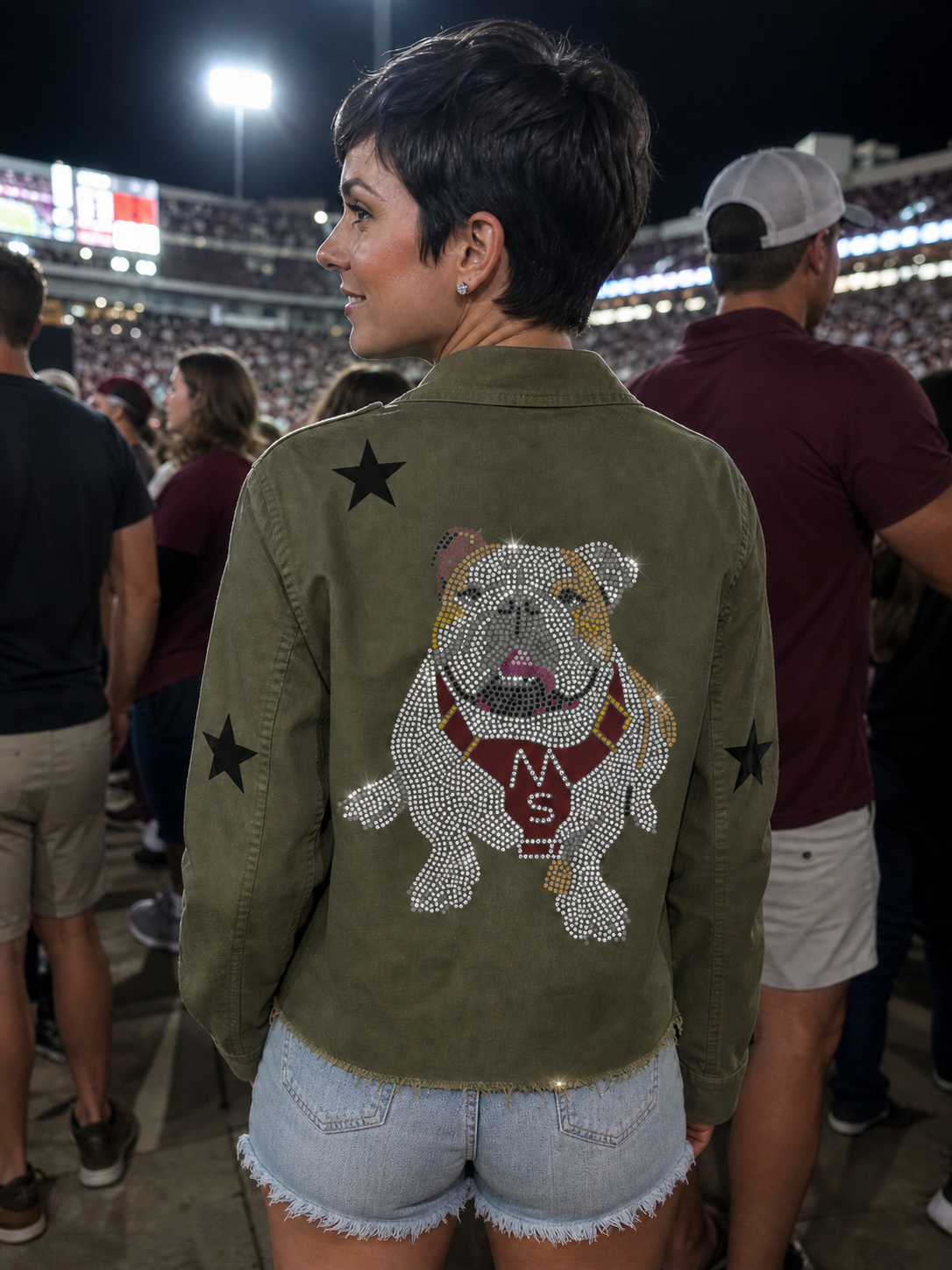 Mississippi State Bulldog Army Green Shacket