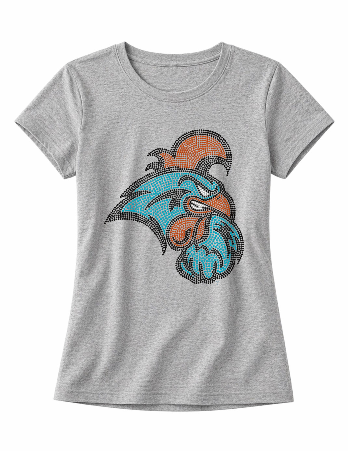 Coastal Carolina Chanticleer Head Gray Crewneck T-shirt