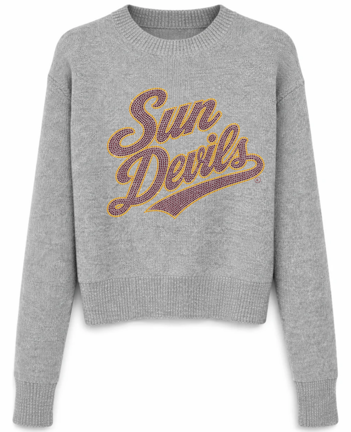 Arizona State Sun Devils Script Gray Crewneck Long Sleeve Sweater