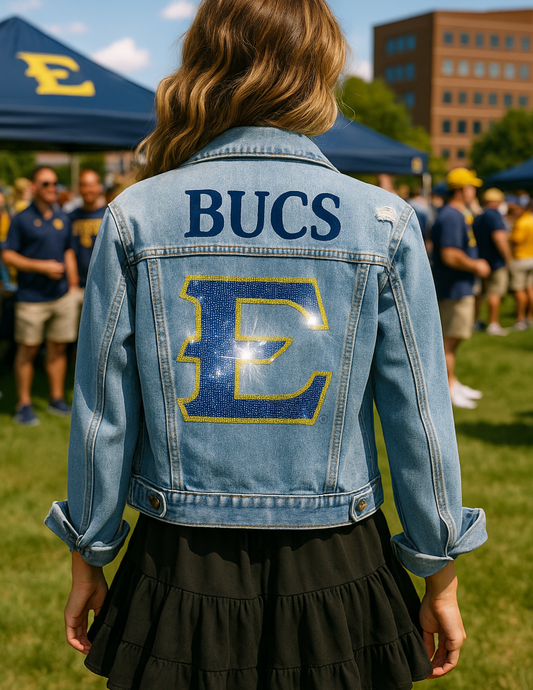 Licensed Game Day Jacket, Denim, East Tennessee State Bucs E