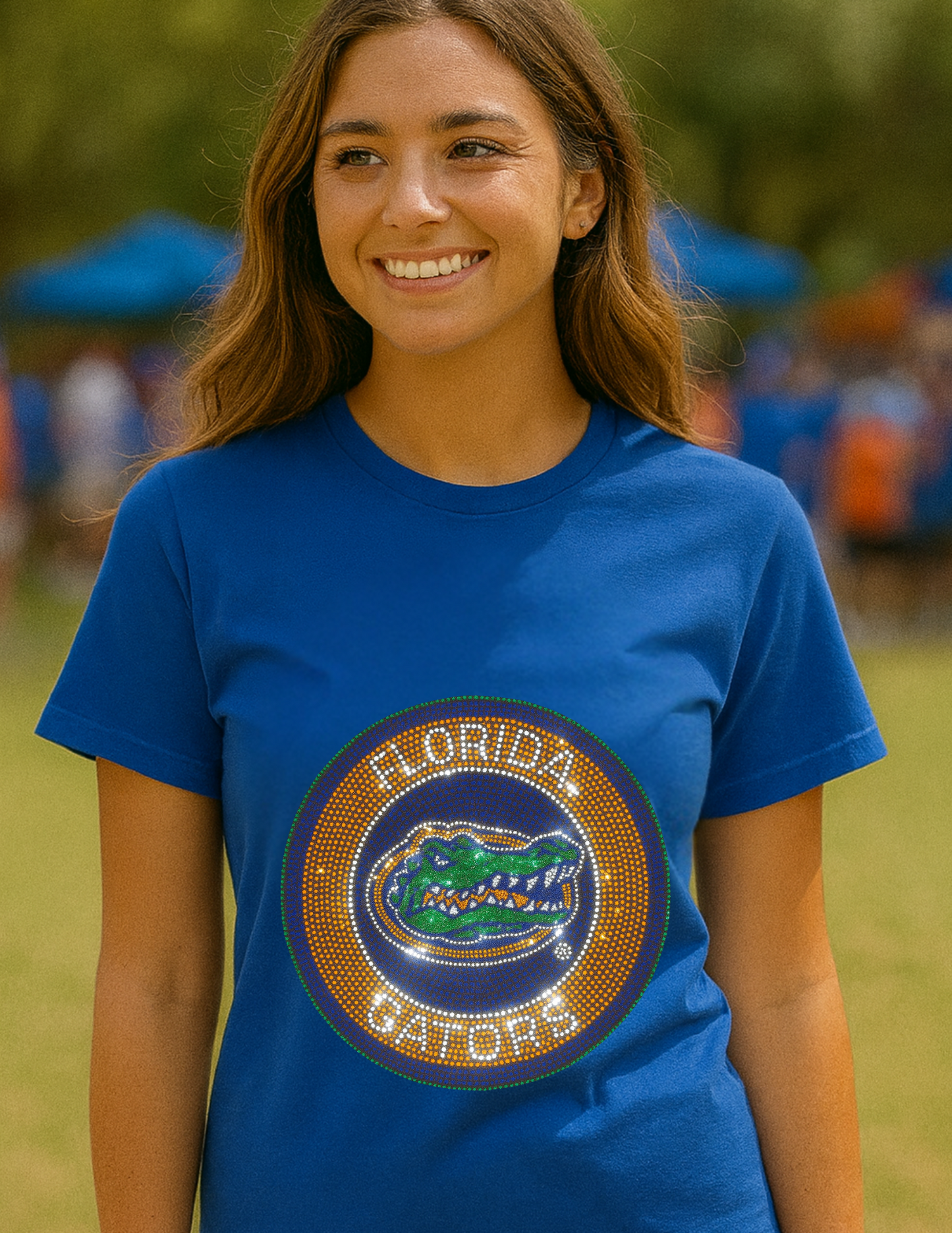 Licensed Game Day T-Shirt, Crewneck Royal Blue, Circle Univ of Florida Gators