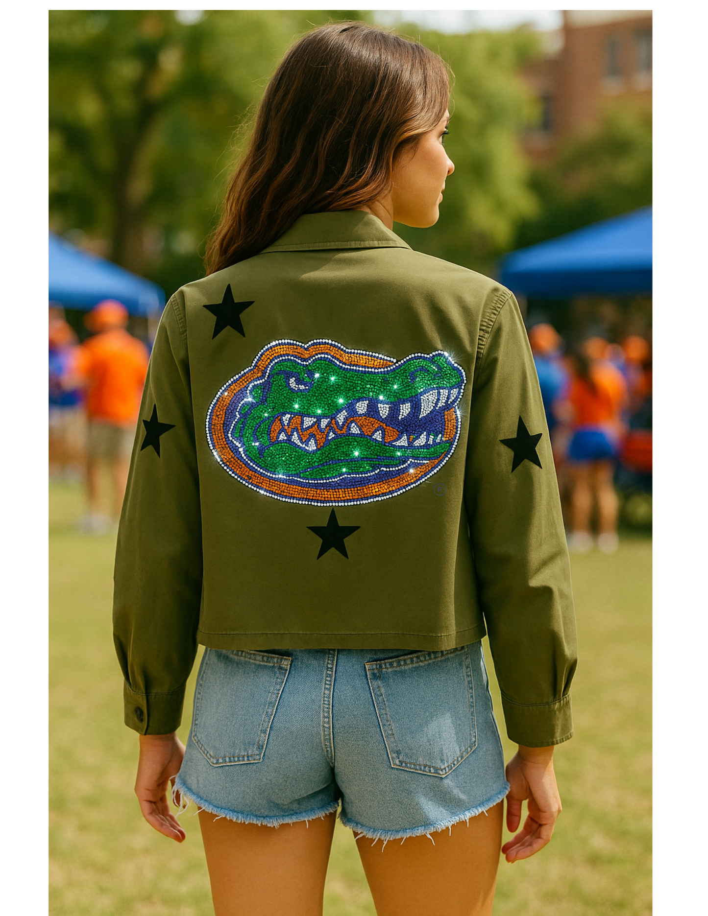 Licensed Game Day Shacket, Army Green, Univ of Florida Gator