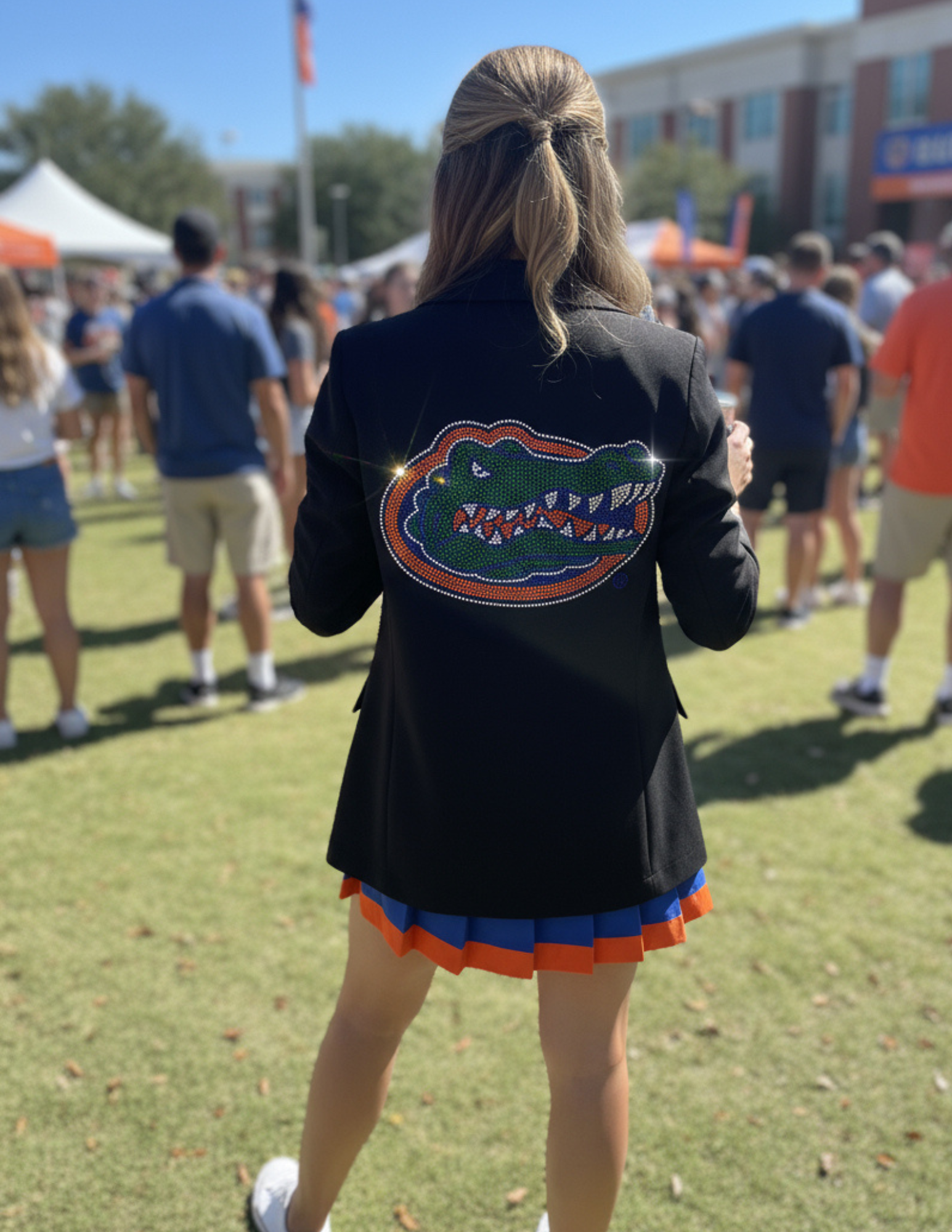 University of Florida Gator Head Black Ruched Sleeve Blazer