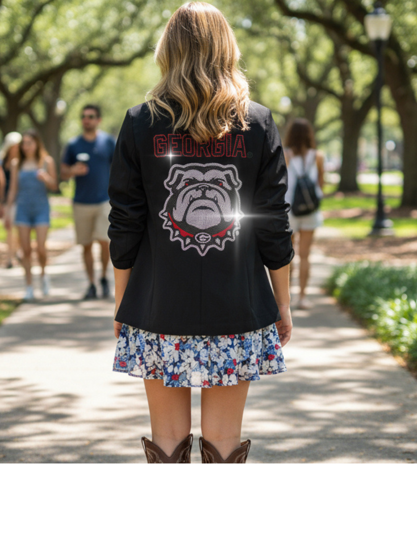 University of Georgia Bulldog & Script Black Ruched Sleeve Blazer