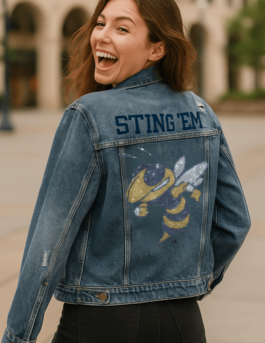 Licensed Game Day Jacket, Blue Denim, Georgia Tech Sting 'Em Buzz