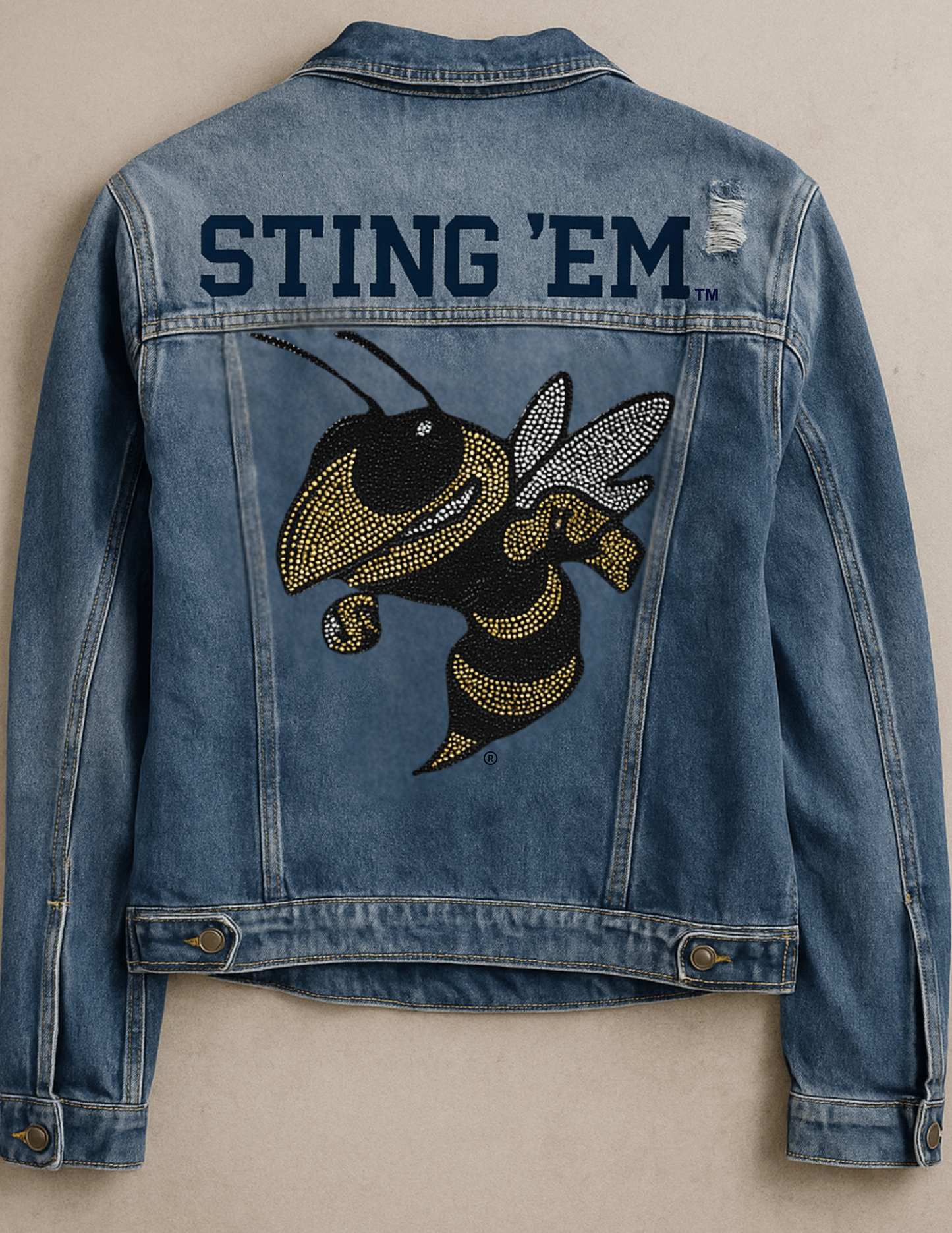 Licensed Game Day Jacket, Blue Denim, Georgia Tech Sting 'Em Buzz