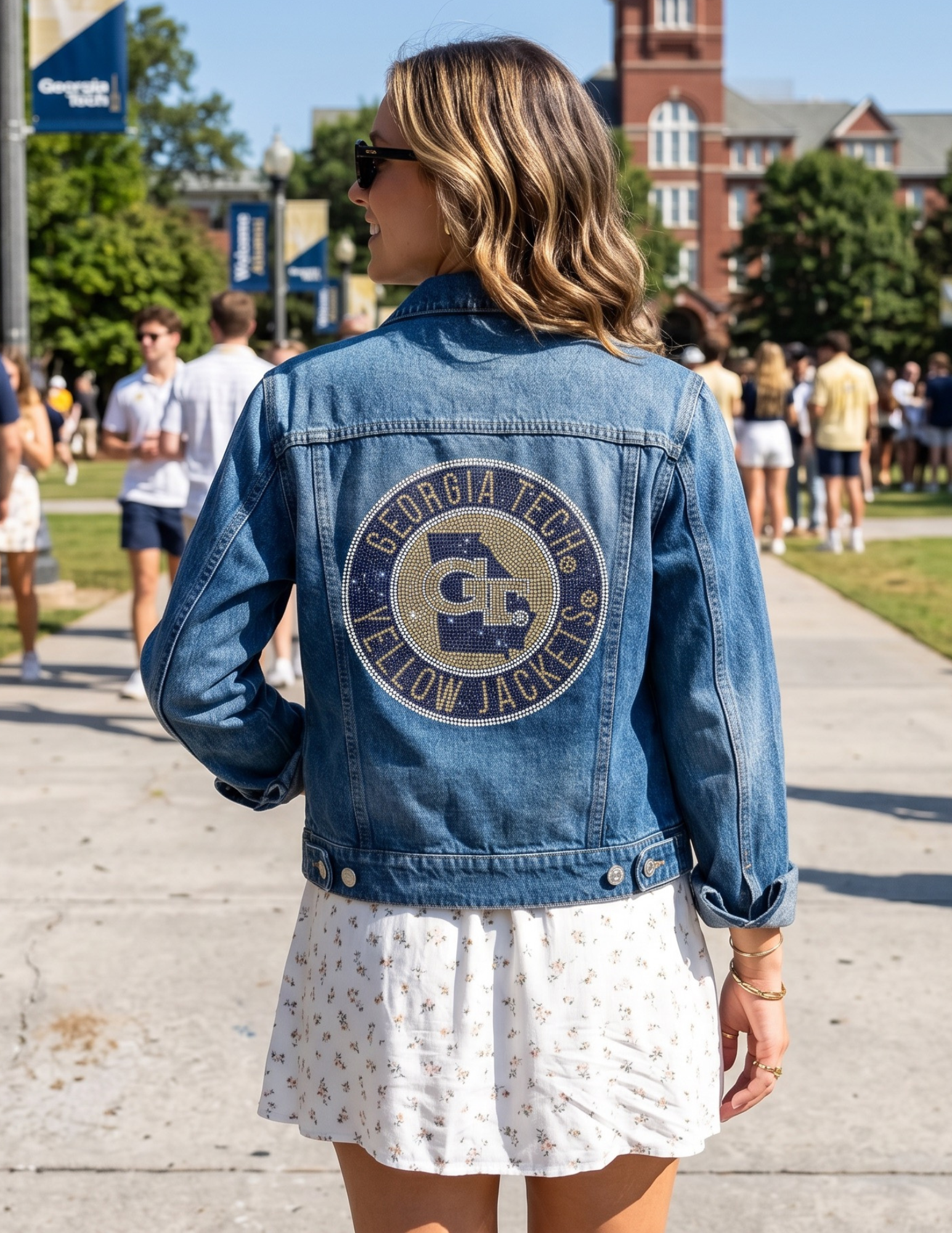Georgia Tech GT Circle Decal Blue Denim Jacket