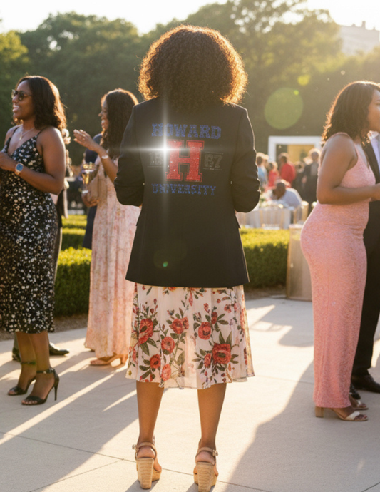 Licensed Game Day Blazer, Ruched Black, Howard University H EST 1867