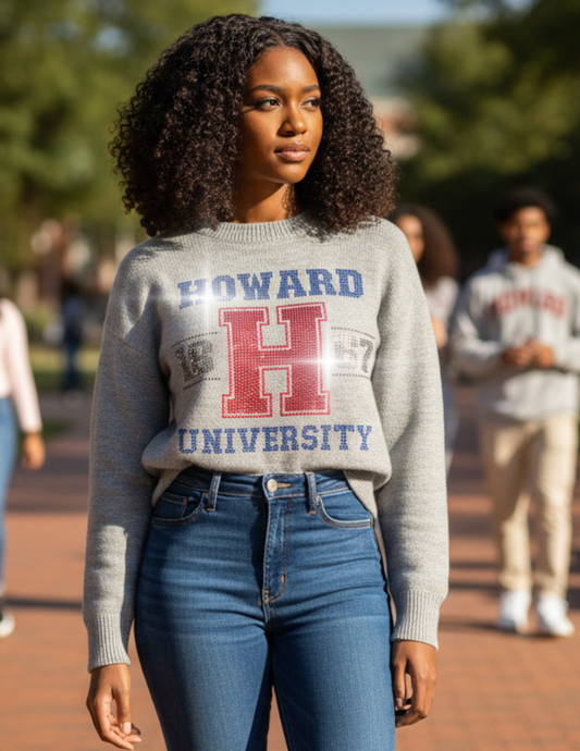 Licensed Game Day Sweater, Crewneck Gray, Howard University H 1867