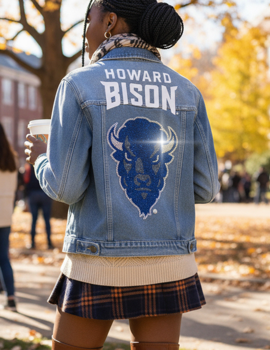 Licensed Game Day Jacket, Denim, Howard University Howard Bison w/ Head